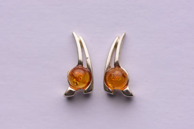 Lengyel borostyán fülbevaló ezüst foglalatban