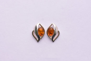 Lengyel borostyán fülbevaló ezüst foglalatban
