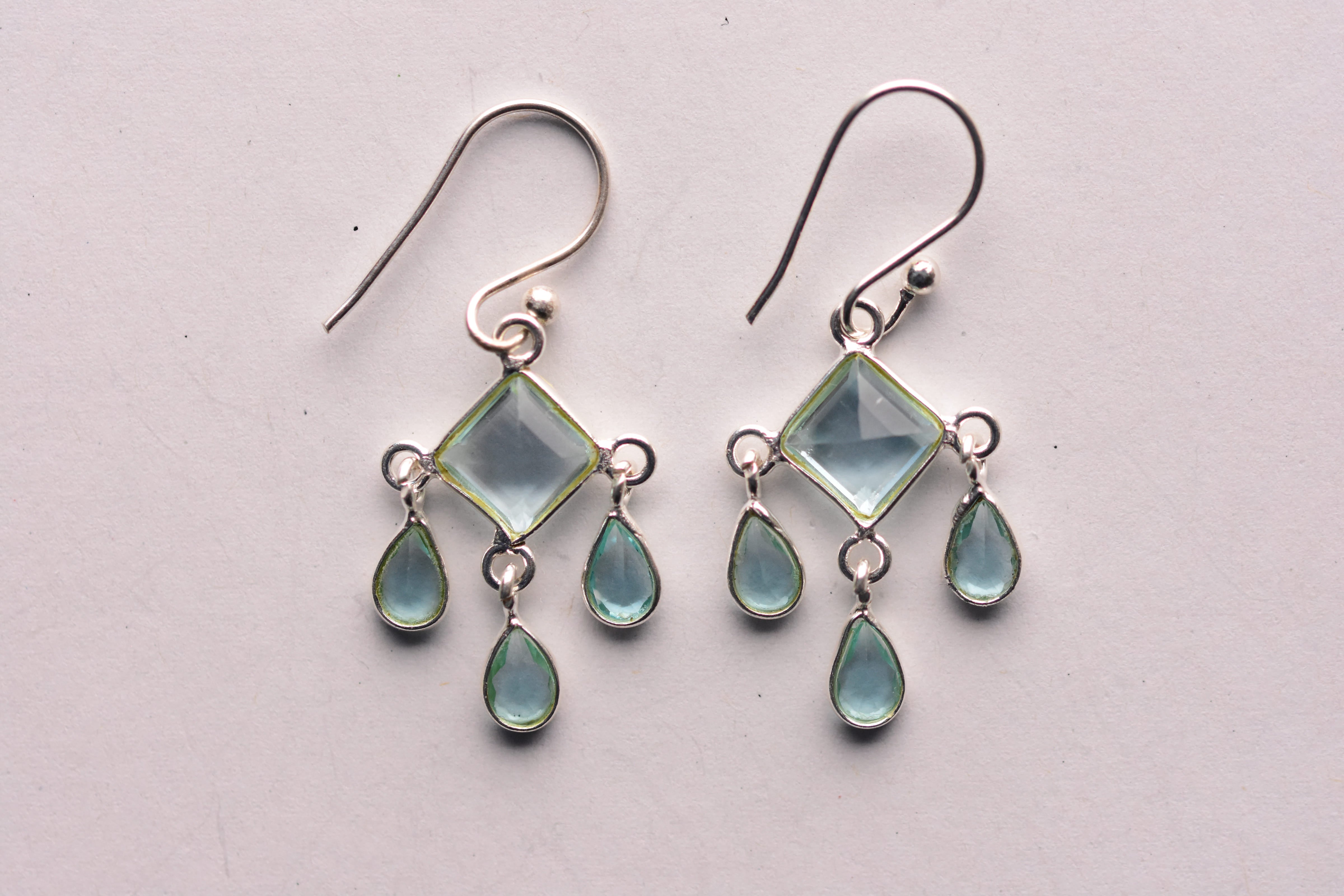 Kék topáz köves fülbevaló ezüst foglalatban