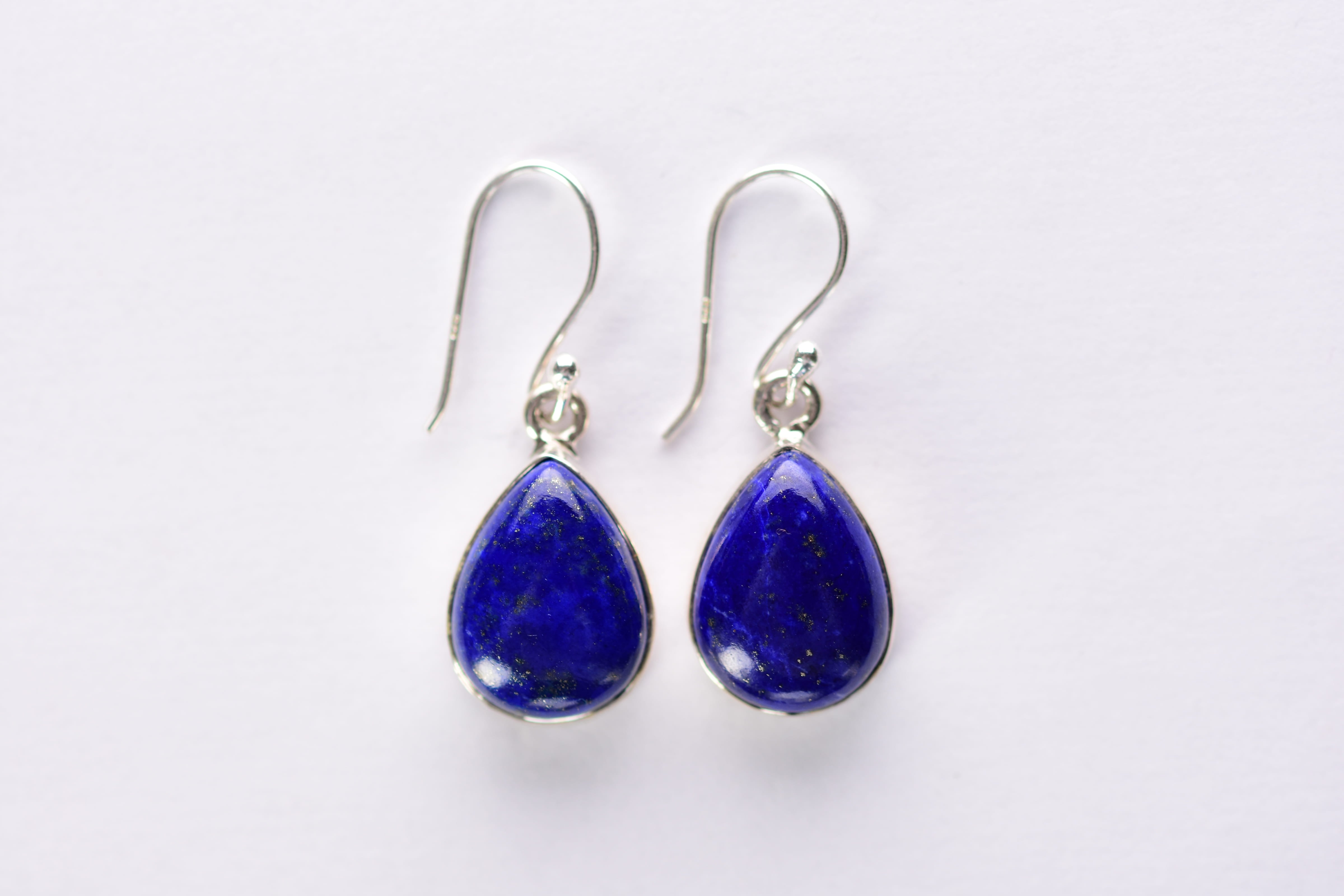 Lápisz lazuli köves fülbevaló ezüst foglalatban