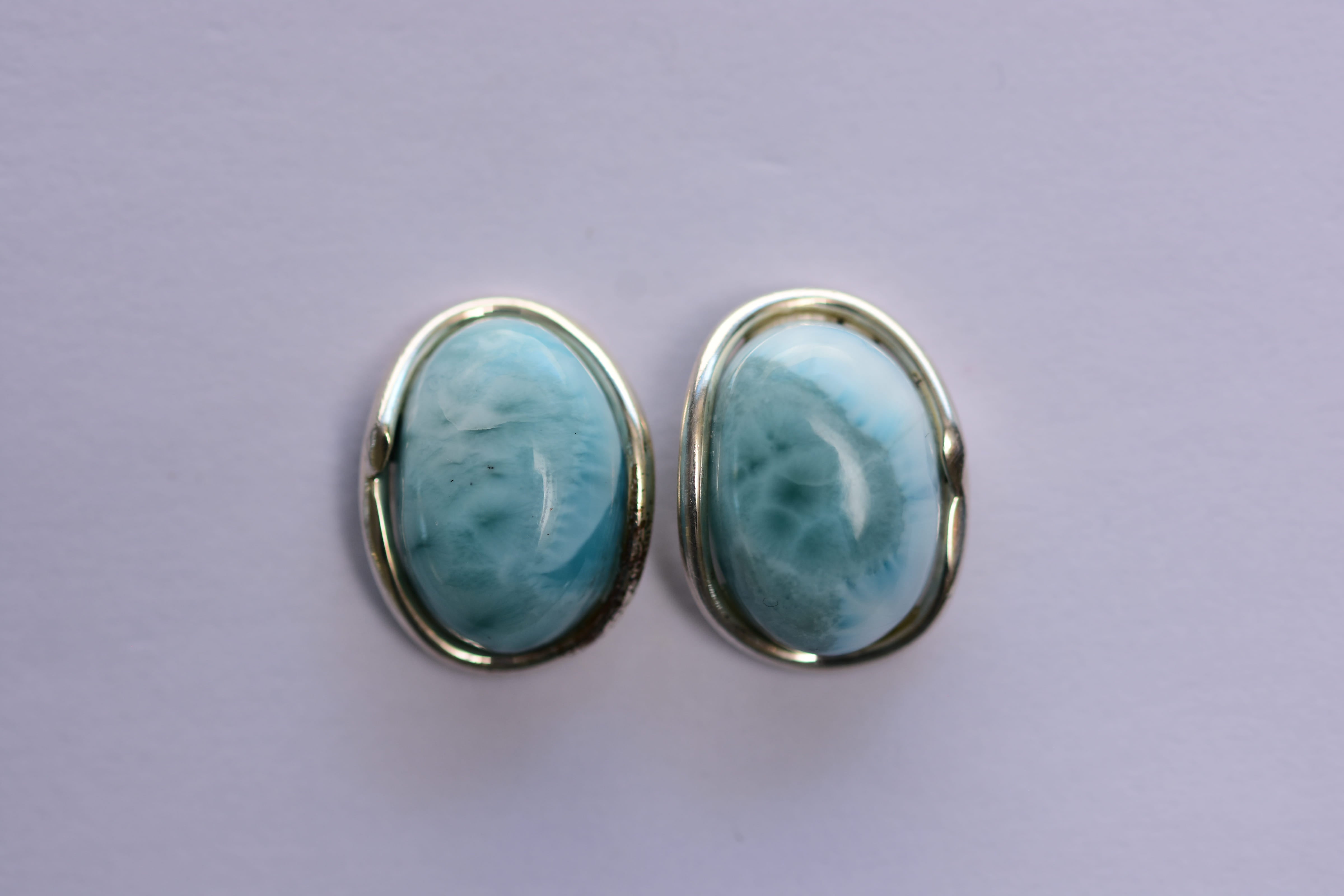 Larimar fülbevaló ezüstbe foglalva