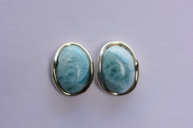 Larimar fülbevaló ezüstbe foglalva