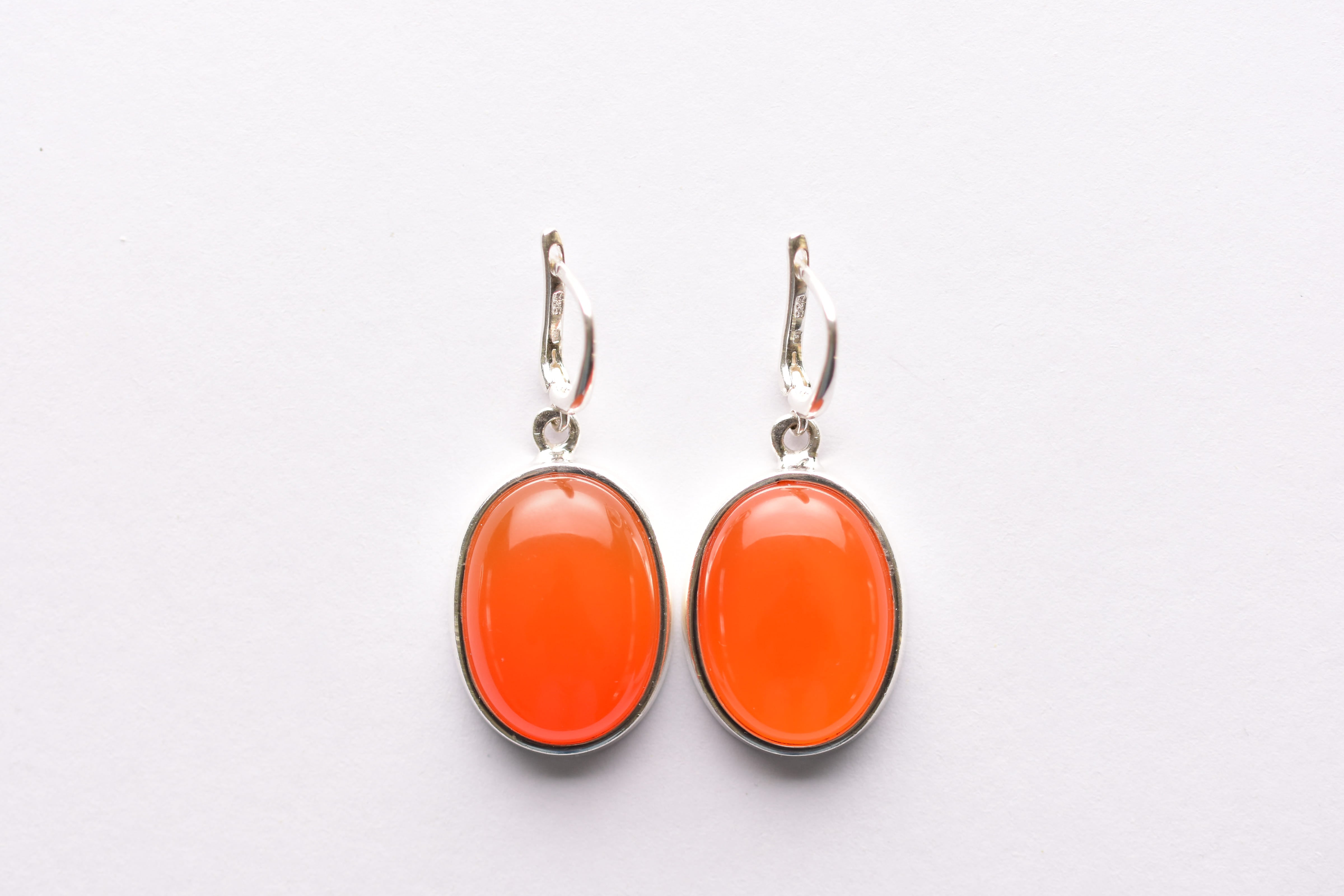 Karneol köves fülbevaló ezüst foglalatban