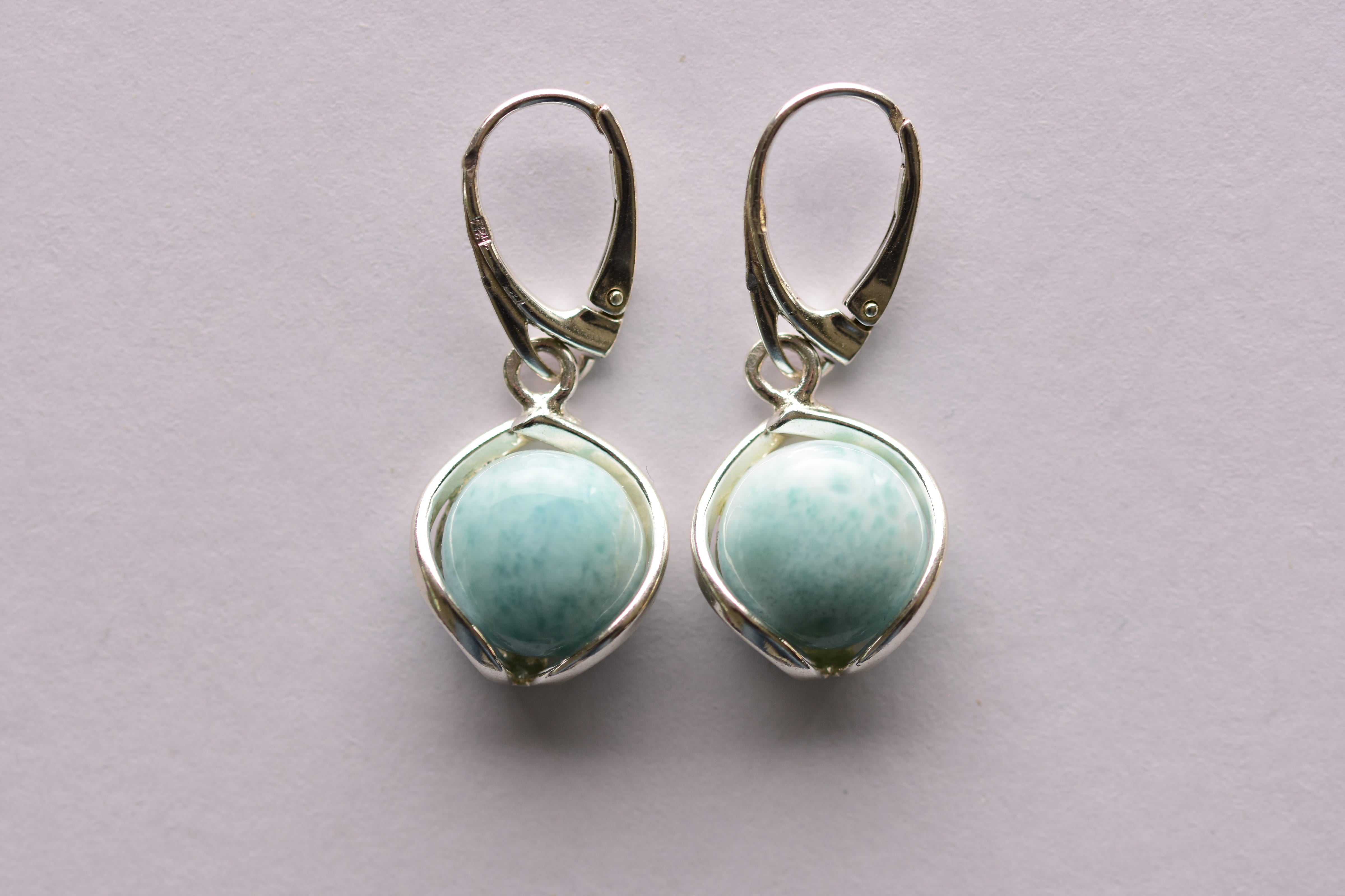 Larimar köves fülbevaló ezüst foglalatban