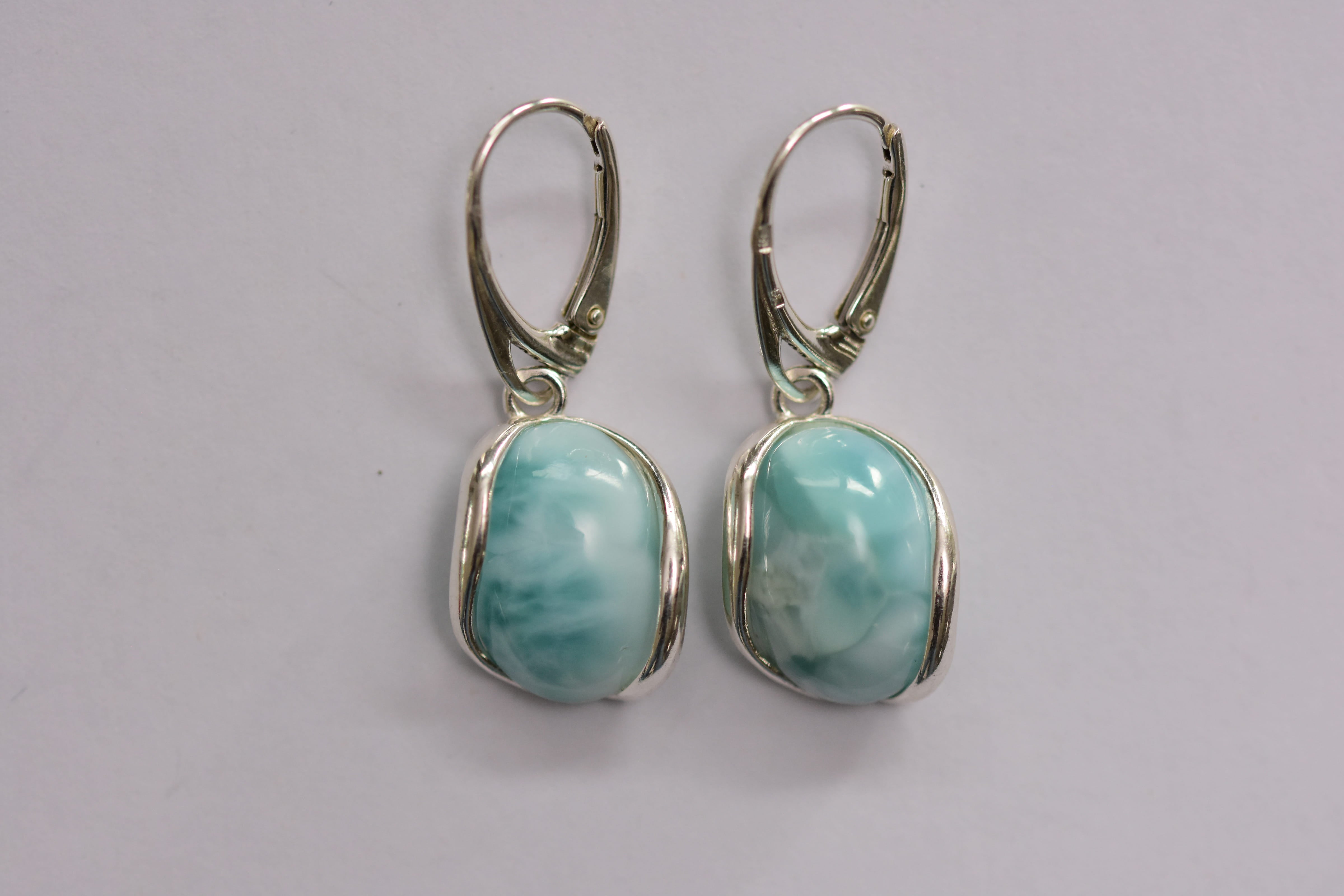 Larimar köves fülbevaló ezüst foglalatban