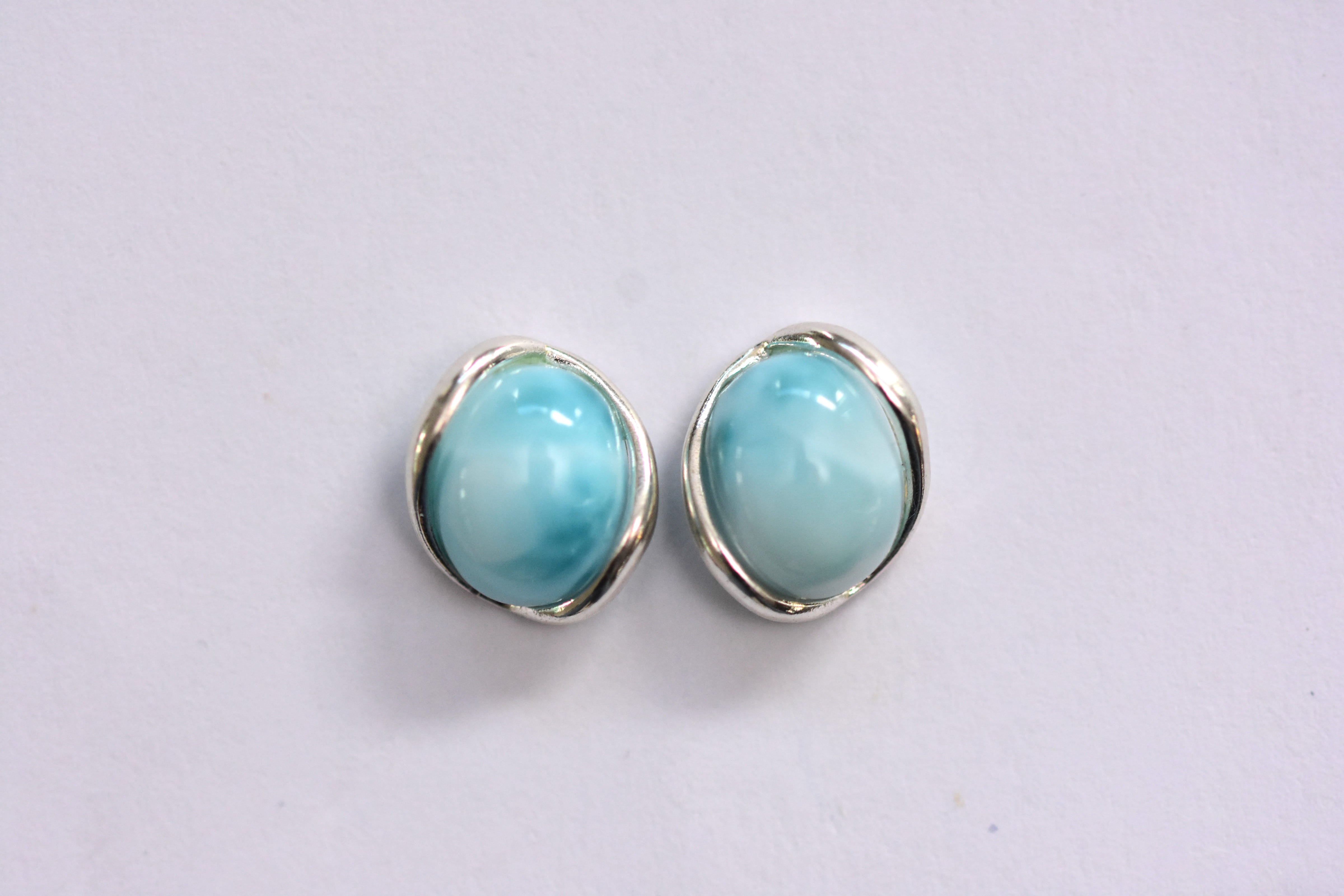 Larimar köves fülbevaló ezüst foglalatban