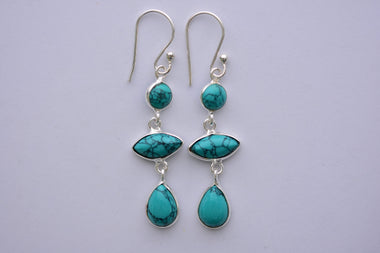 Türkiz fülbevaló ezüst foglalatban