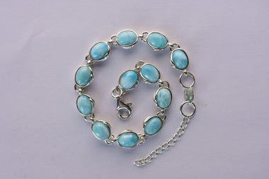 Larimar köves karkötő ezüstbe fogalalva