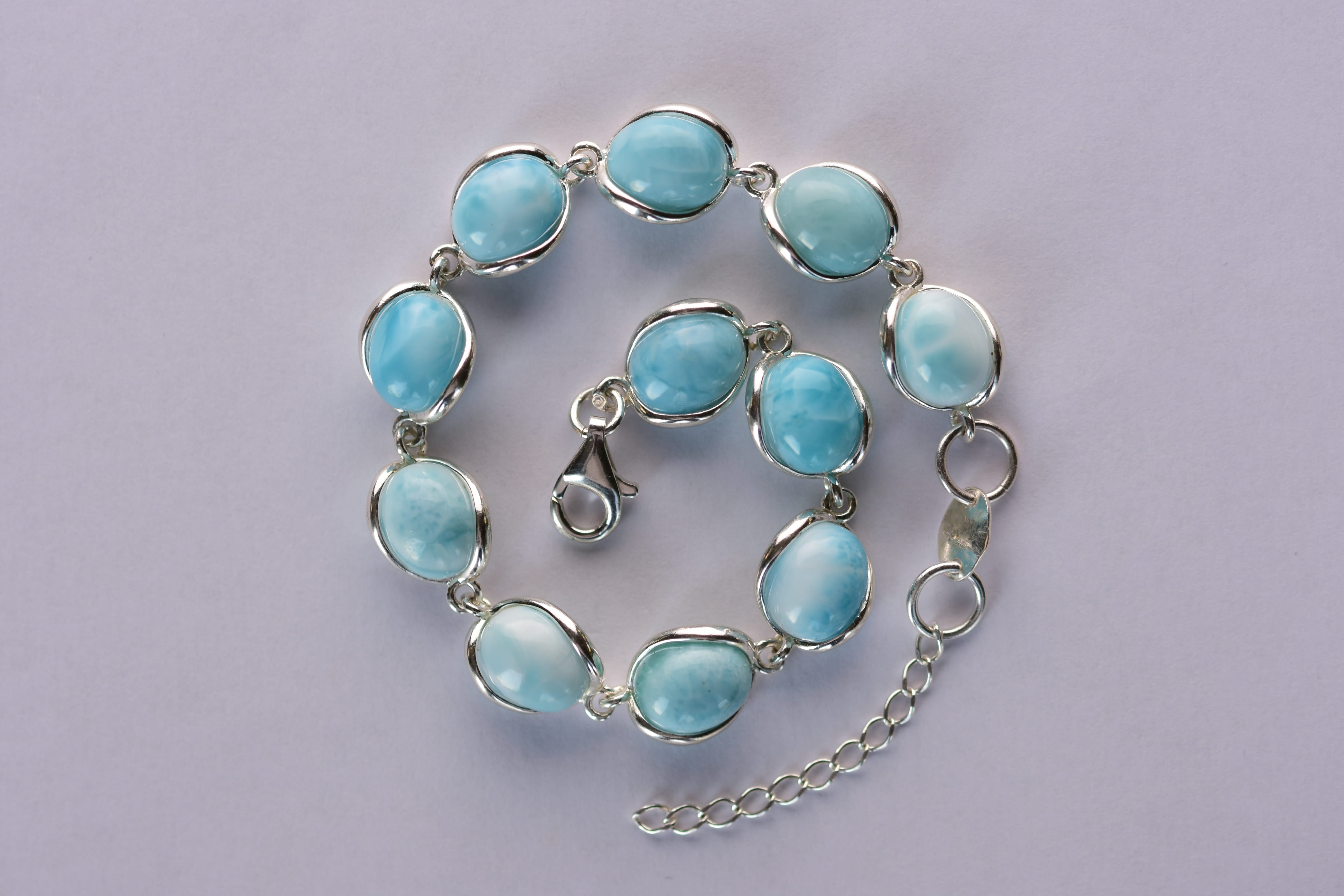 Larimar köves karkötő ezüstbe fogalalva