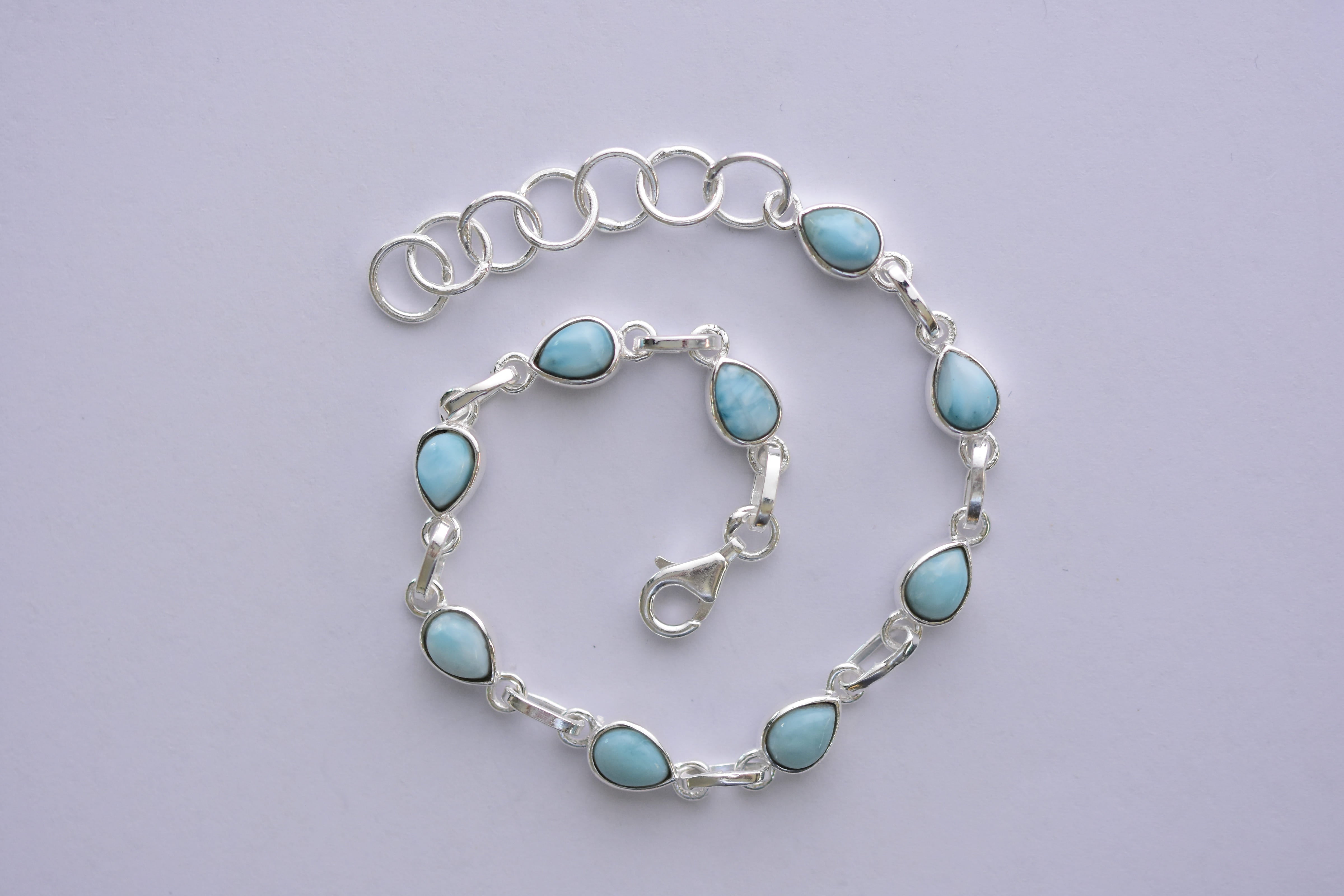 Larimar köves karkötő ezüst foglalatban