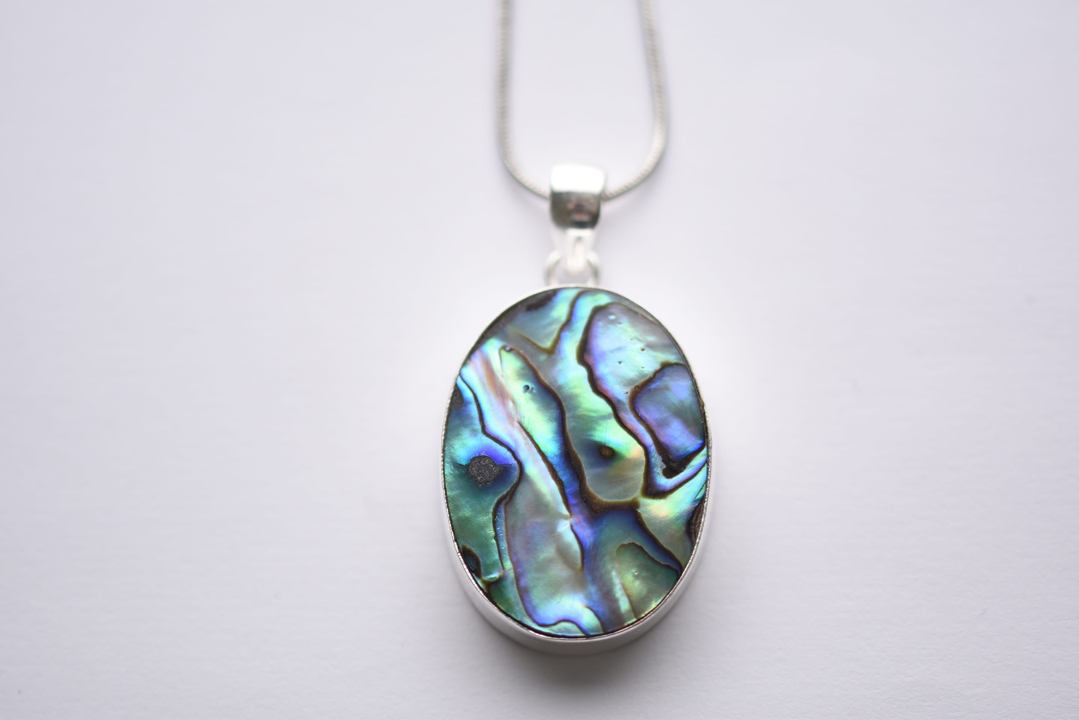 Abalon kagyló medál ezüst fogalatban