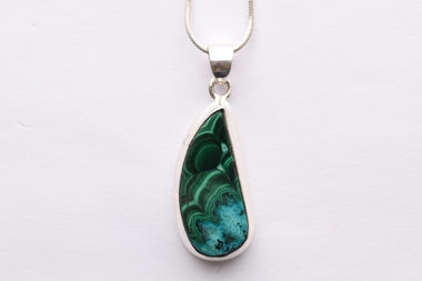 Azurit- malachit medál ezüstbe foglalva