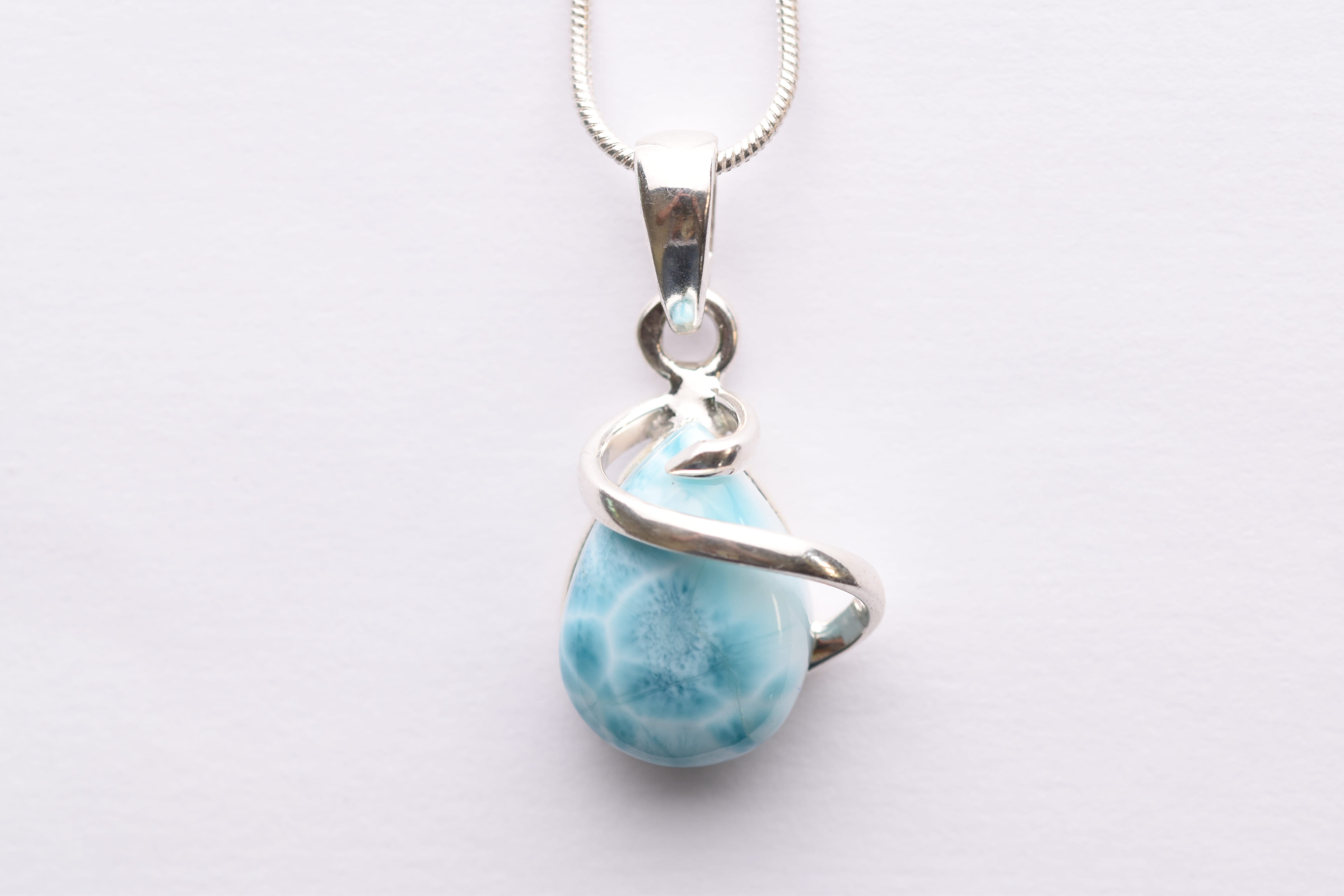 Larimar medál ezüstbe foglalva