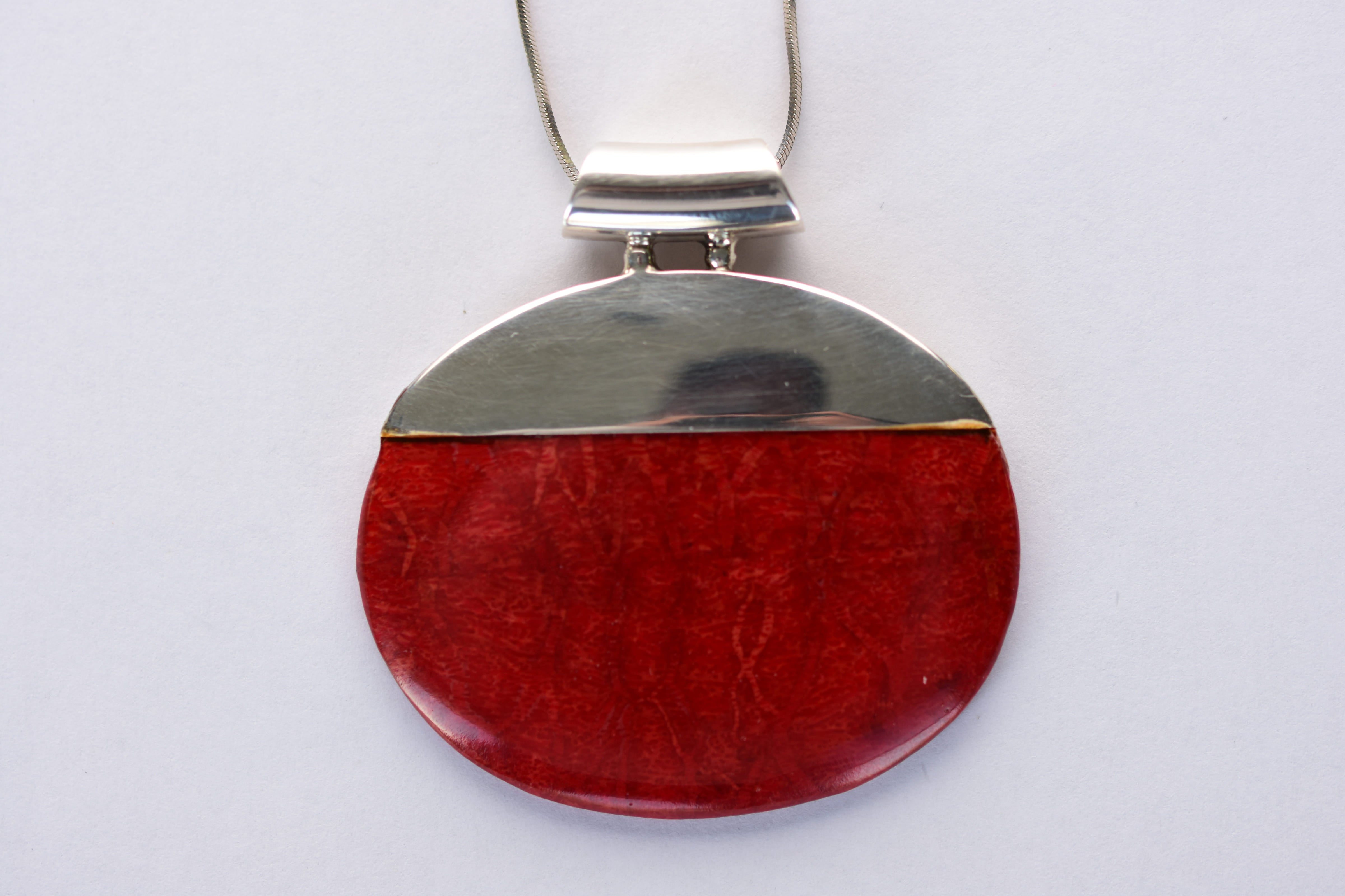 Szivacskorall medál ezüsttel kombinálva