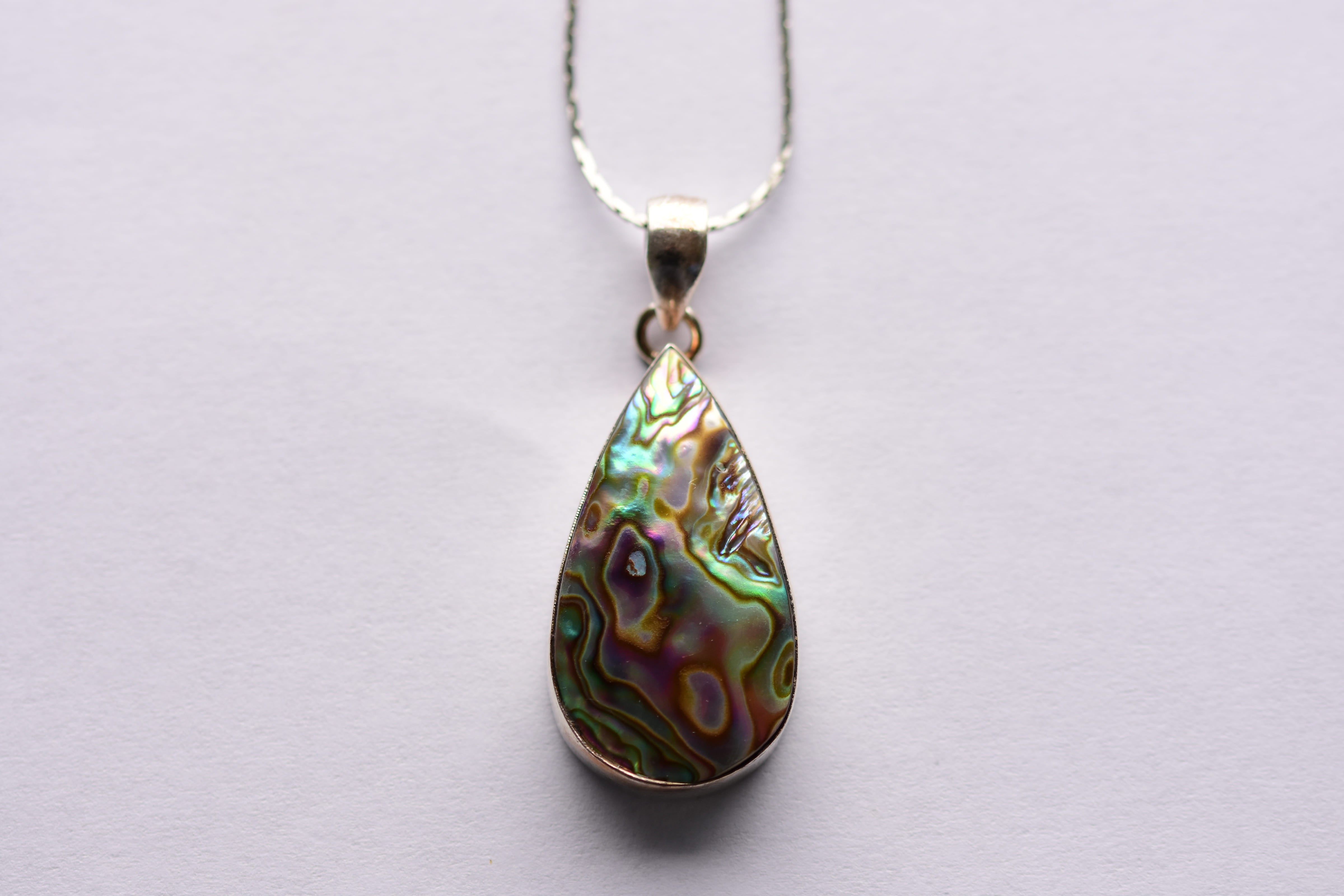 Abalon kagyló medál ezüst foglalatban