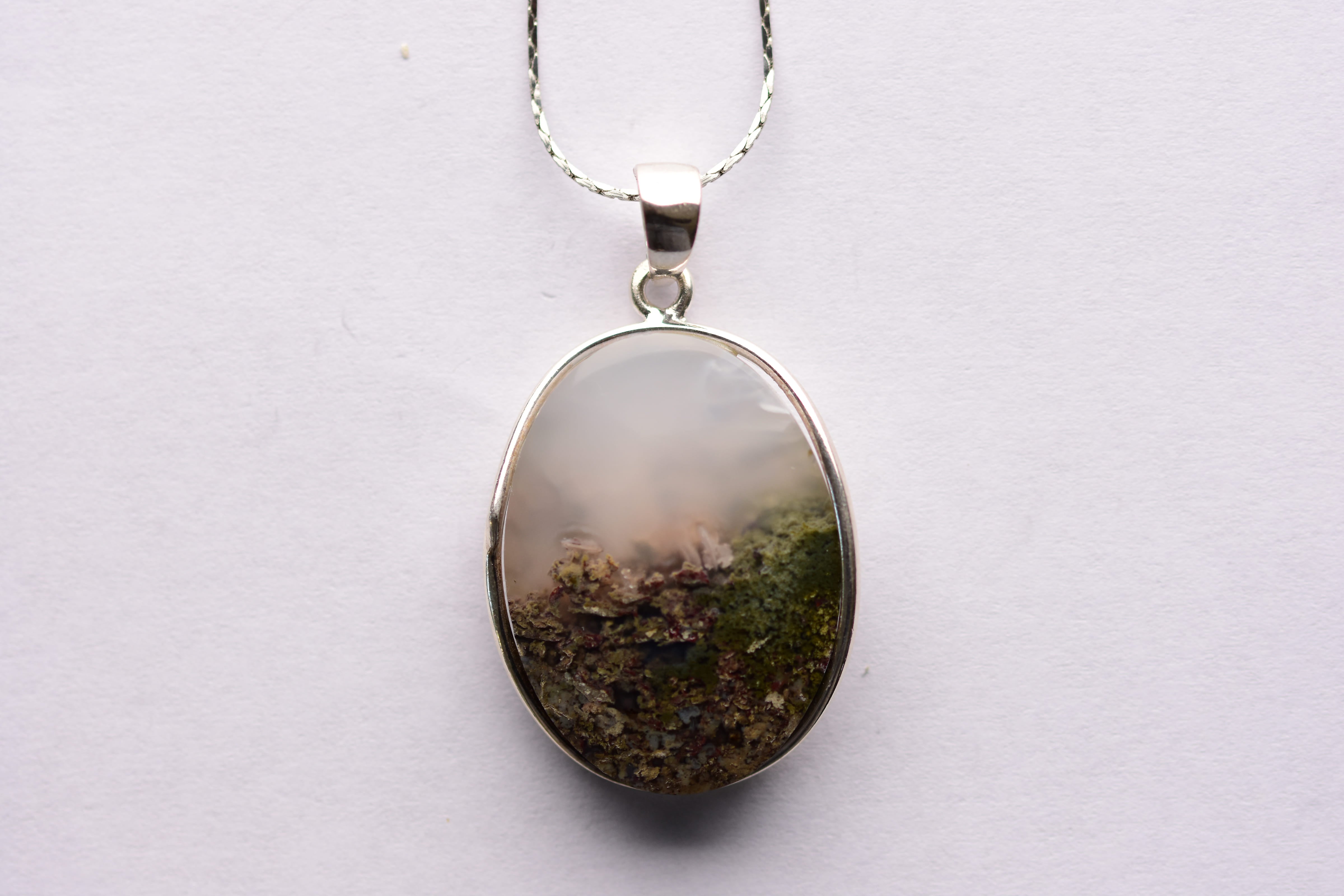 Moha achát medál ezüst foglalatban