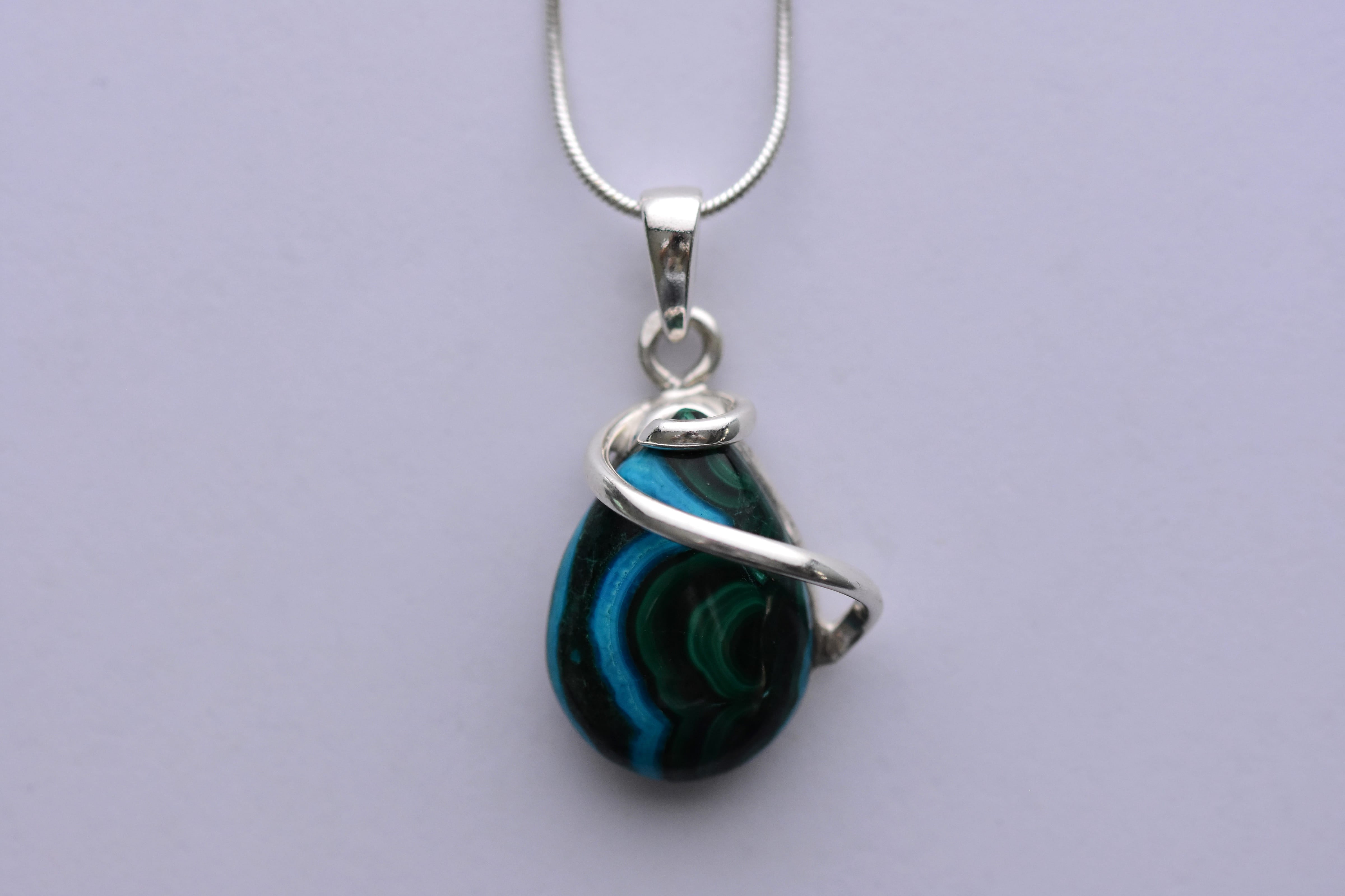 Azurit - malachit köves medál ezüst foglalatban