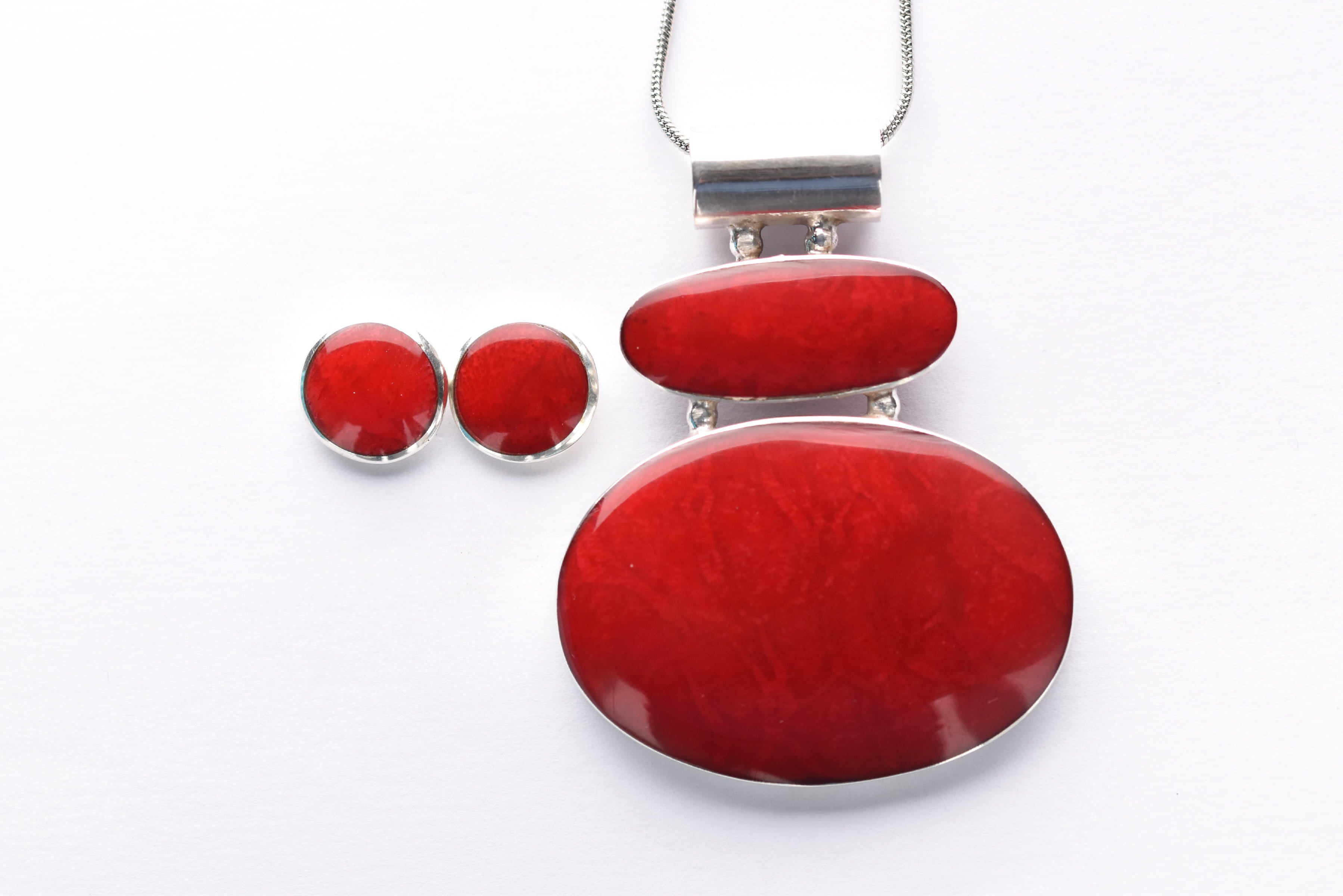 Szivacskorall ékszer szett ezüst foglalatban