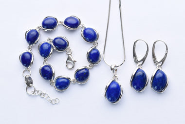 Lápisz lazuli köves ékszer szett ezüst foglaltban