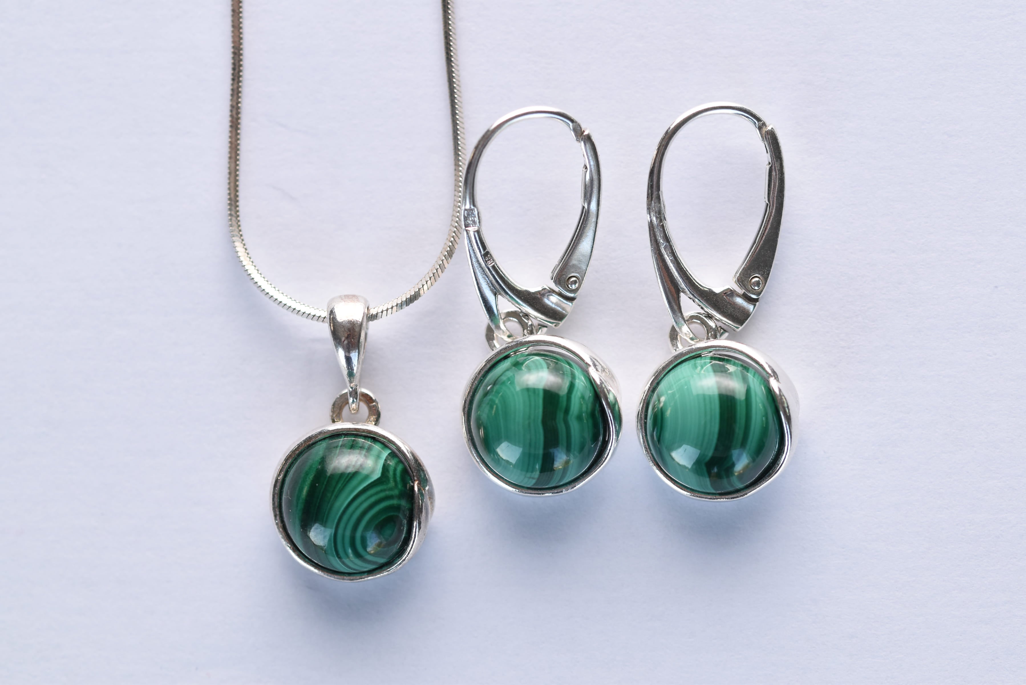 Malachit köves ékszer szett ezüst foglaltban