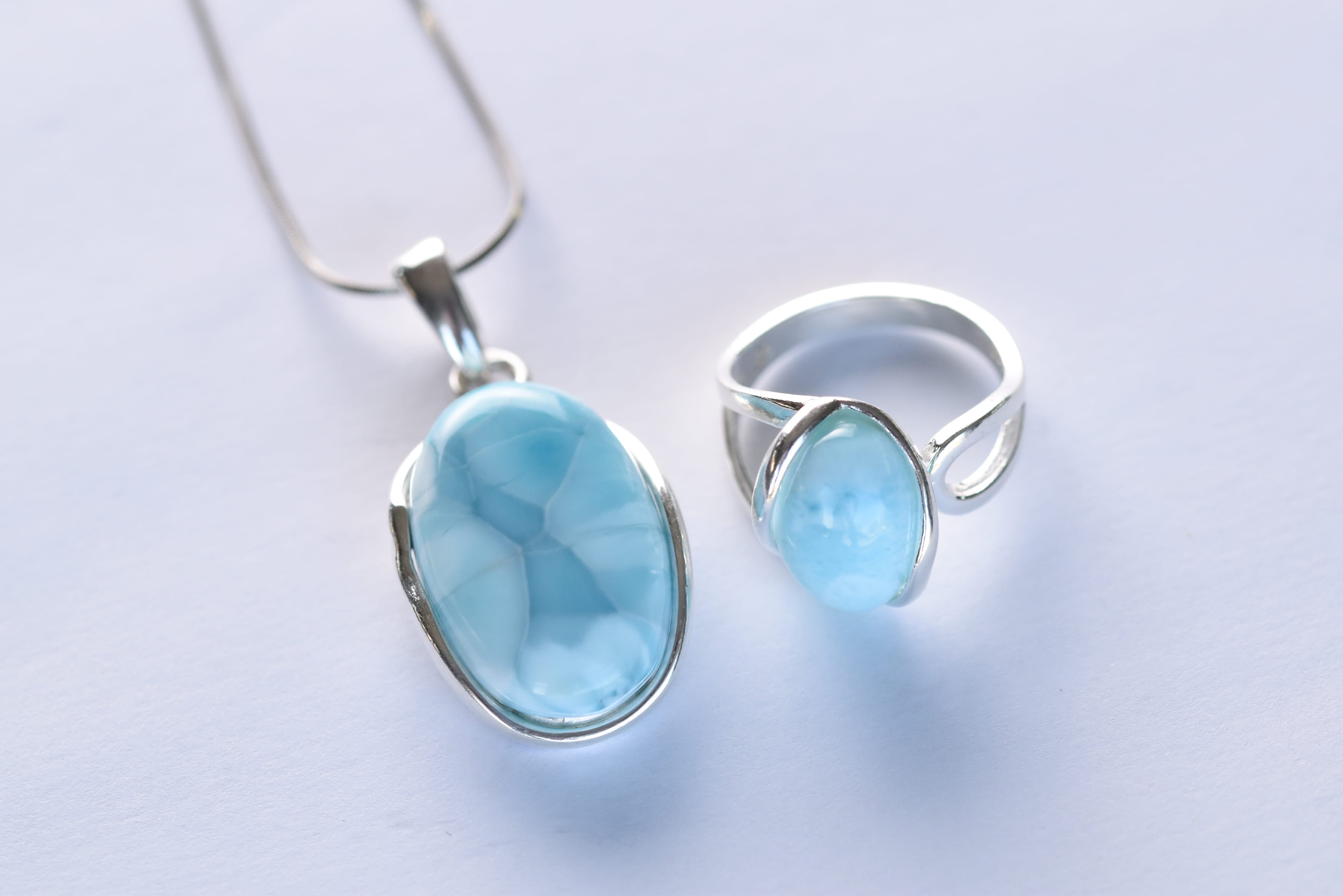 Larimar köves ékszer szett ezüst foglaltban