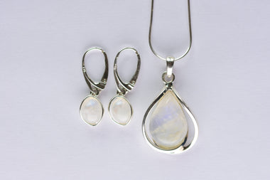 Holdkő ékszer szett ezüst foglalatban