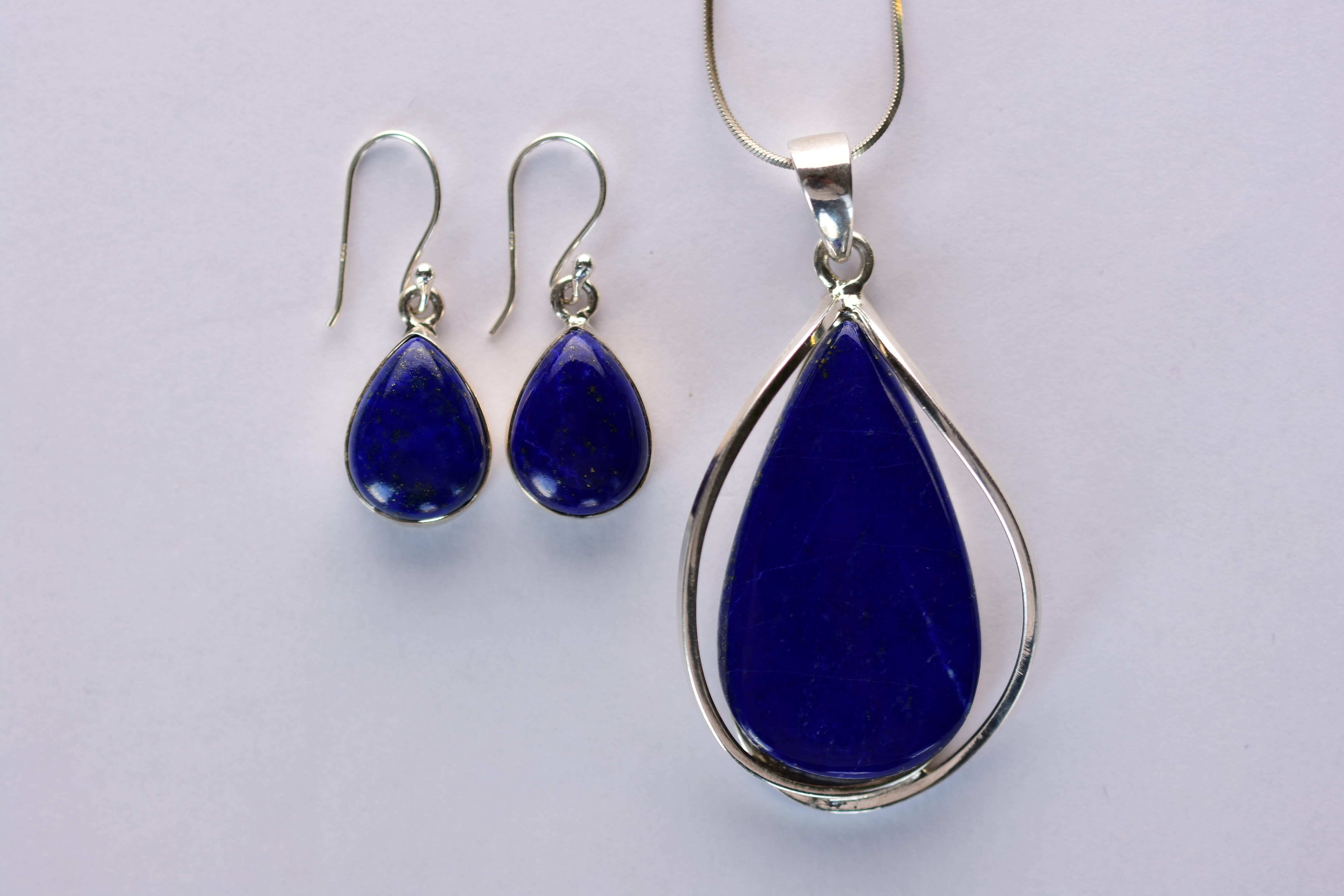 Lápisz lazuli köves ékszer szett ezüst foglalatban