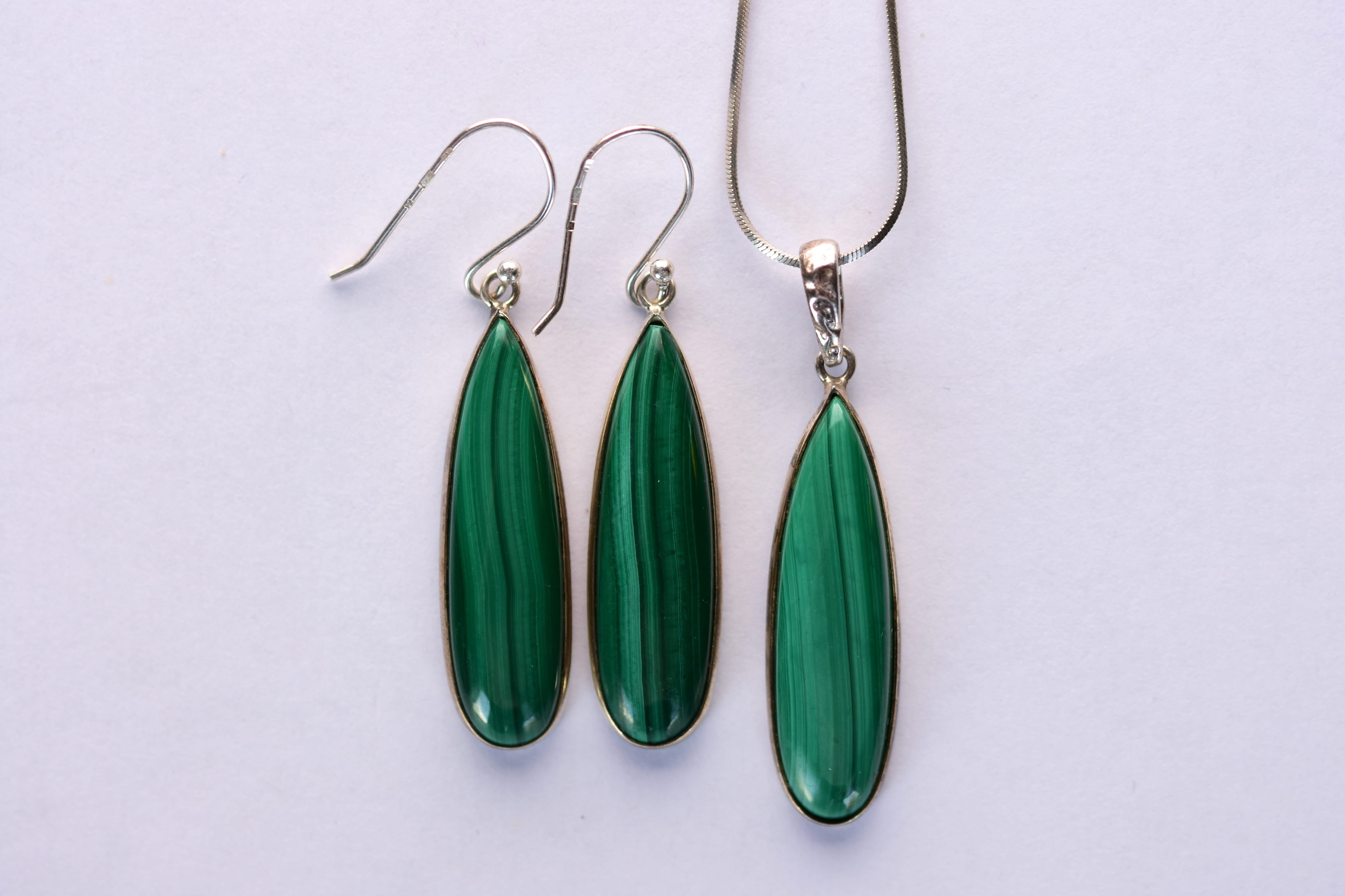 Malachit köves ékszer szett ezüstbe foglalva