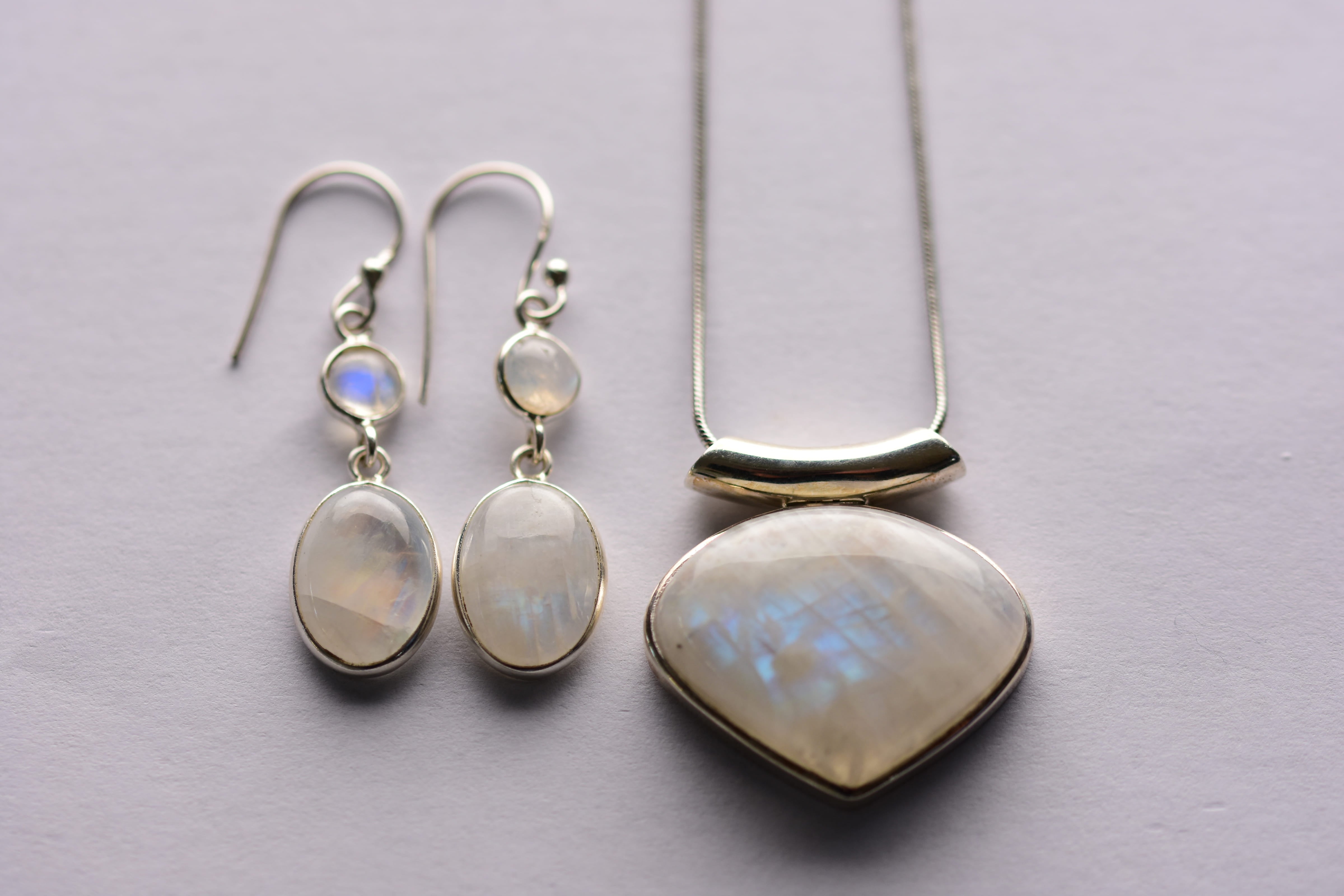 Holdkő ékszer szett ezüst foglalatban