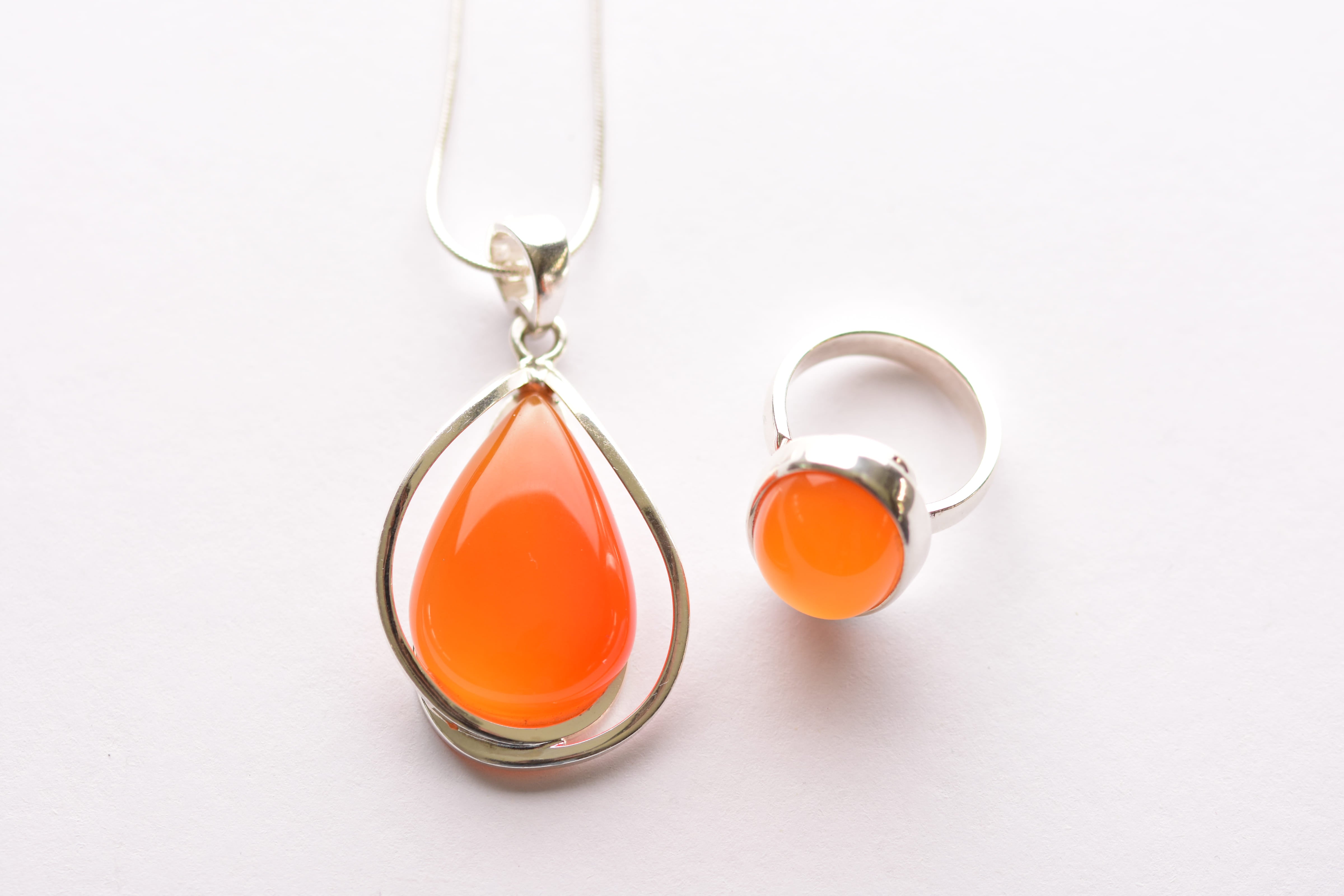 Karneol köves ékszer szett ezüst foglalatban