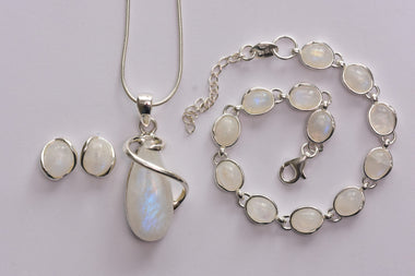 Holdkő ékszer szett ezüst foglalatban