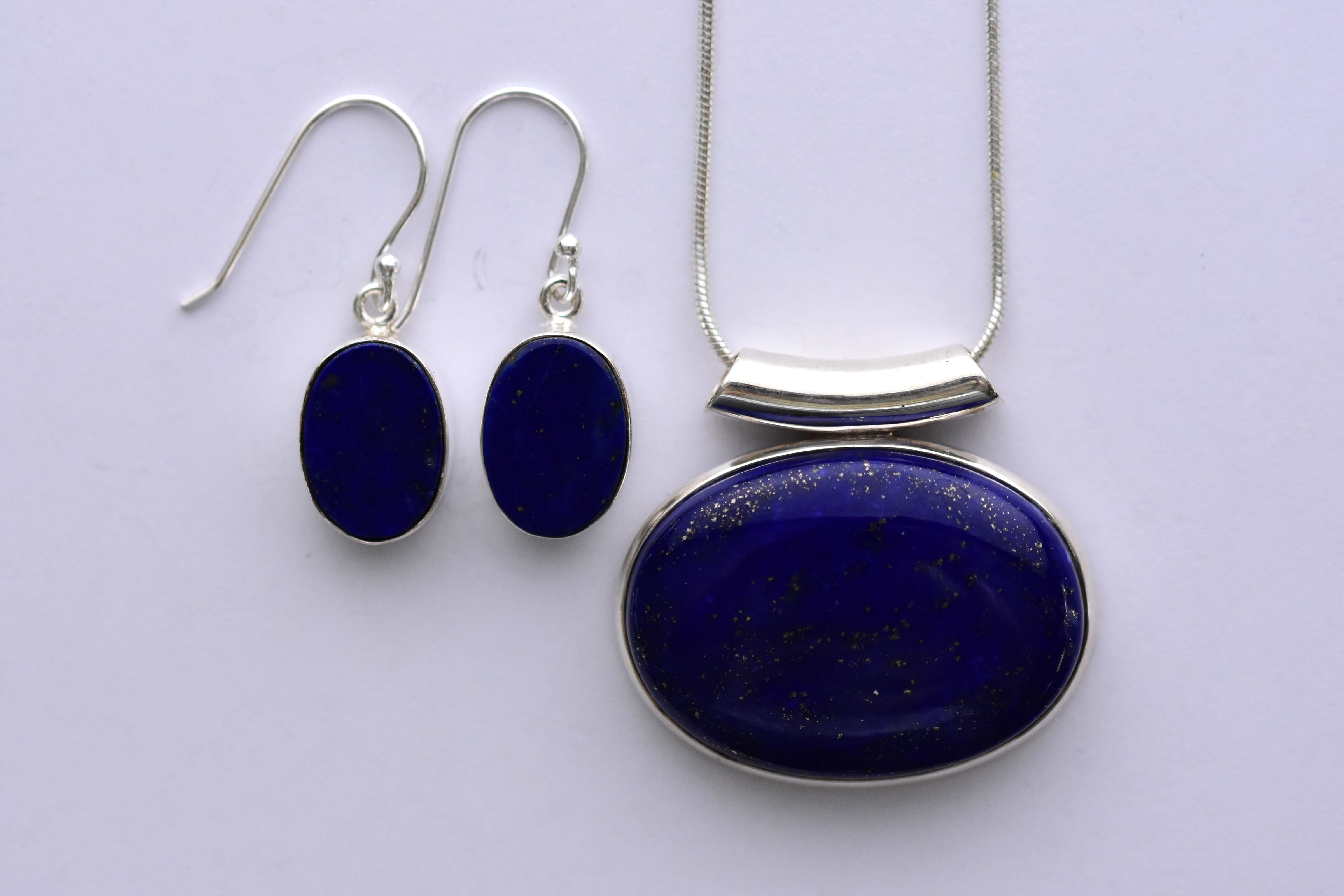 Lápisz lazuli köves ékszer szett ezüst foglalatban