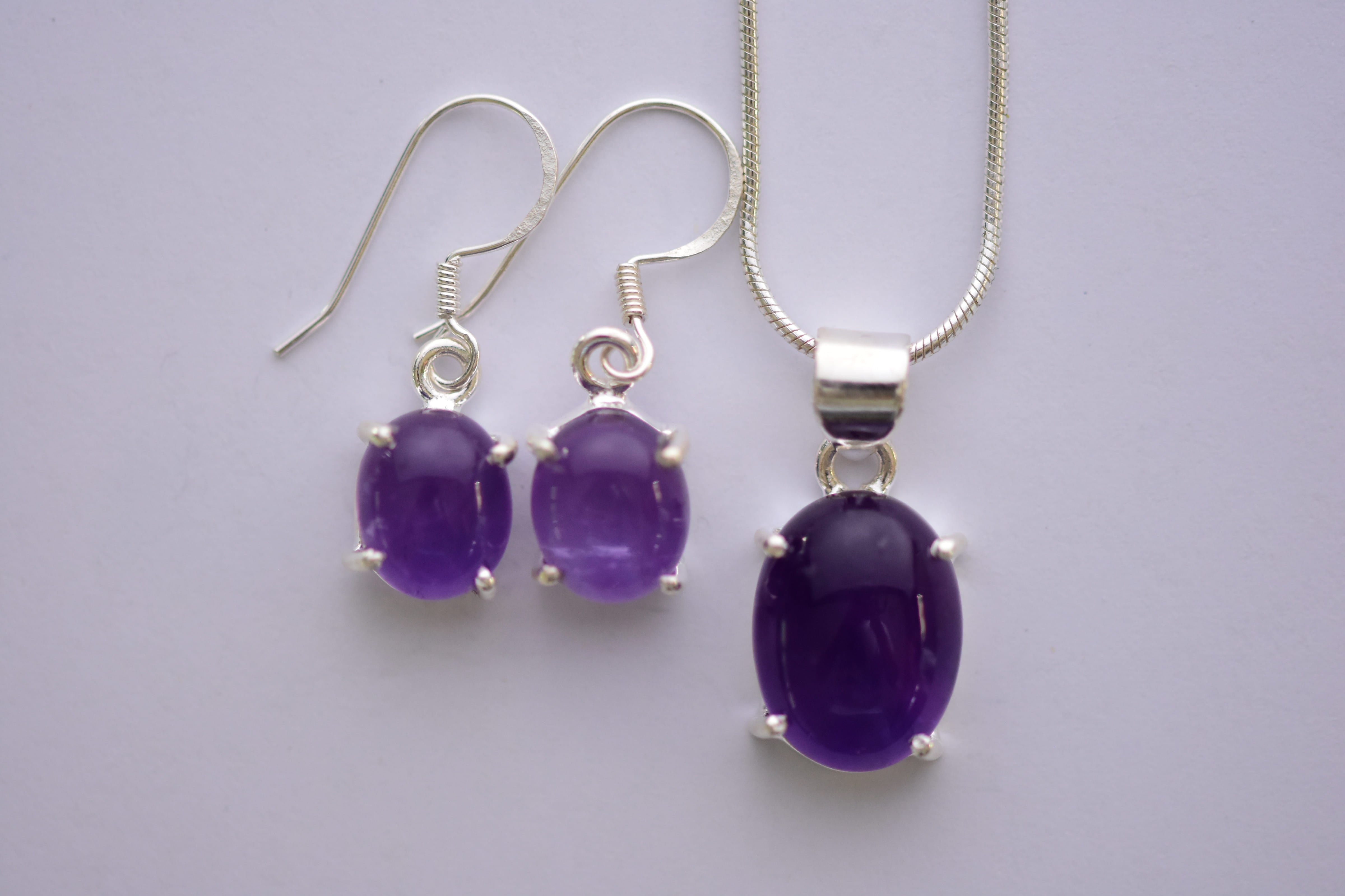 Ametiszt köves ékszer szett ezüst foglalatban