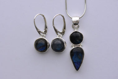 Labradorit köves ékszer szett ezüst foglalatban