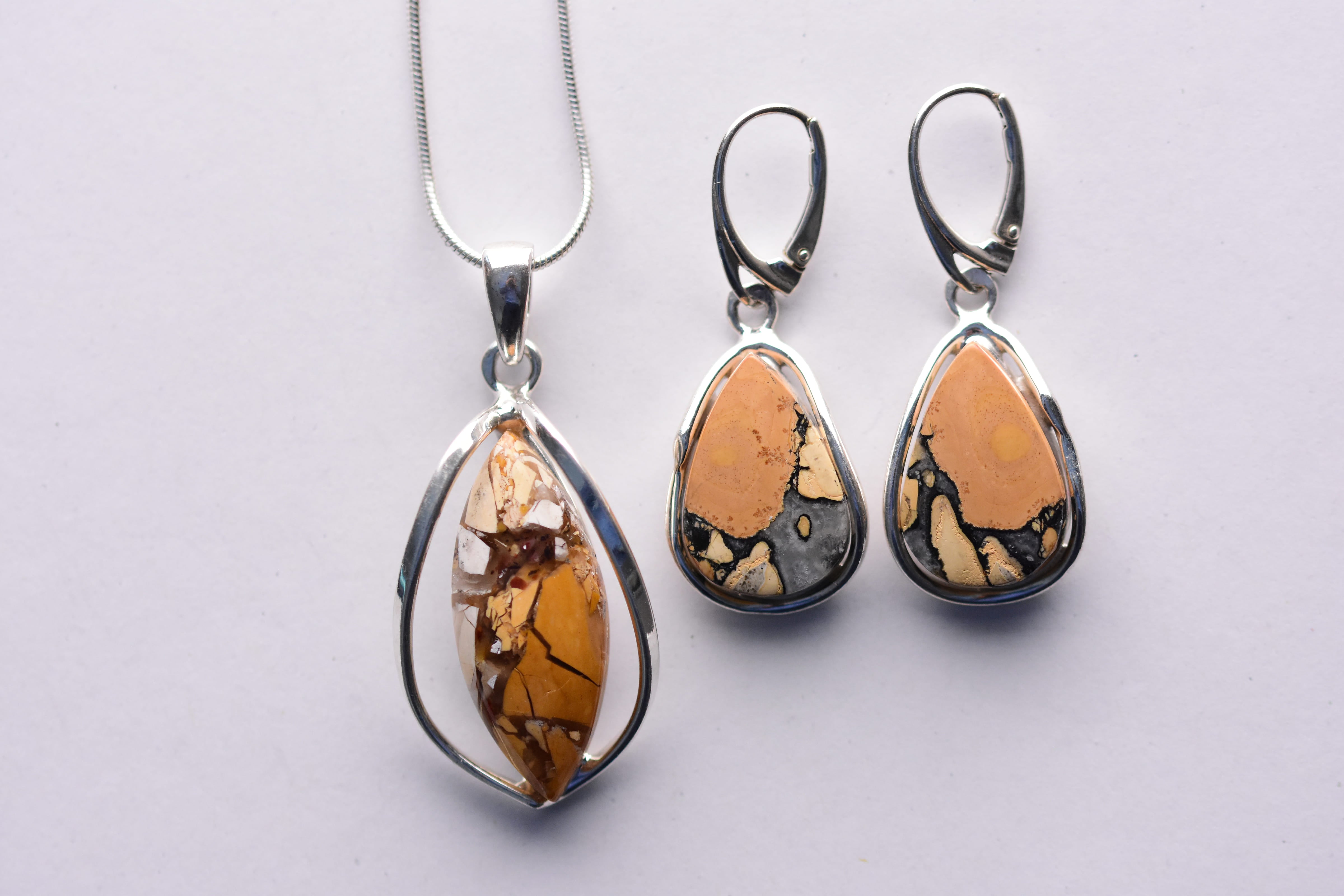 Picasso jáspis ékszer szett ezüst foglalatban