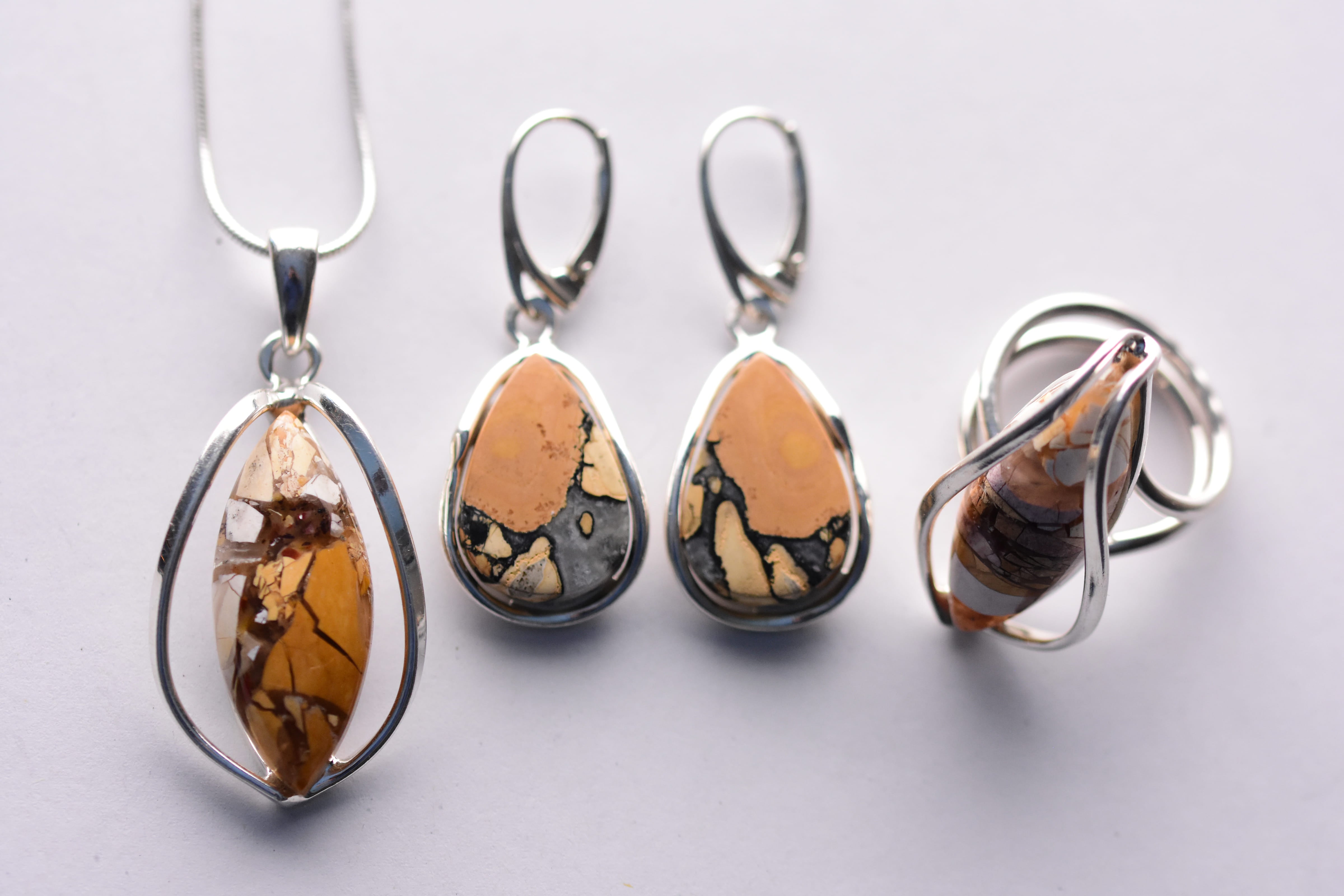 Picasso jáspis ékszer szett ezüst foglalatban