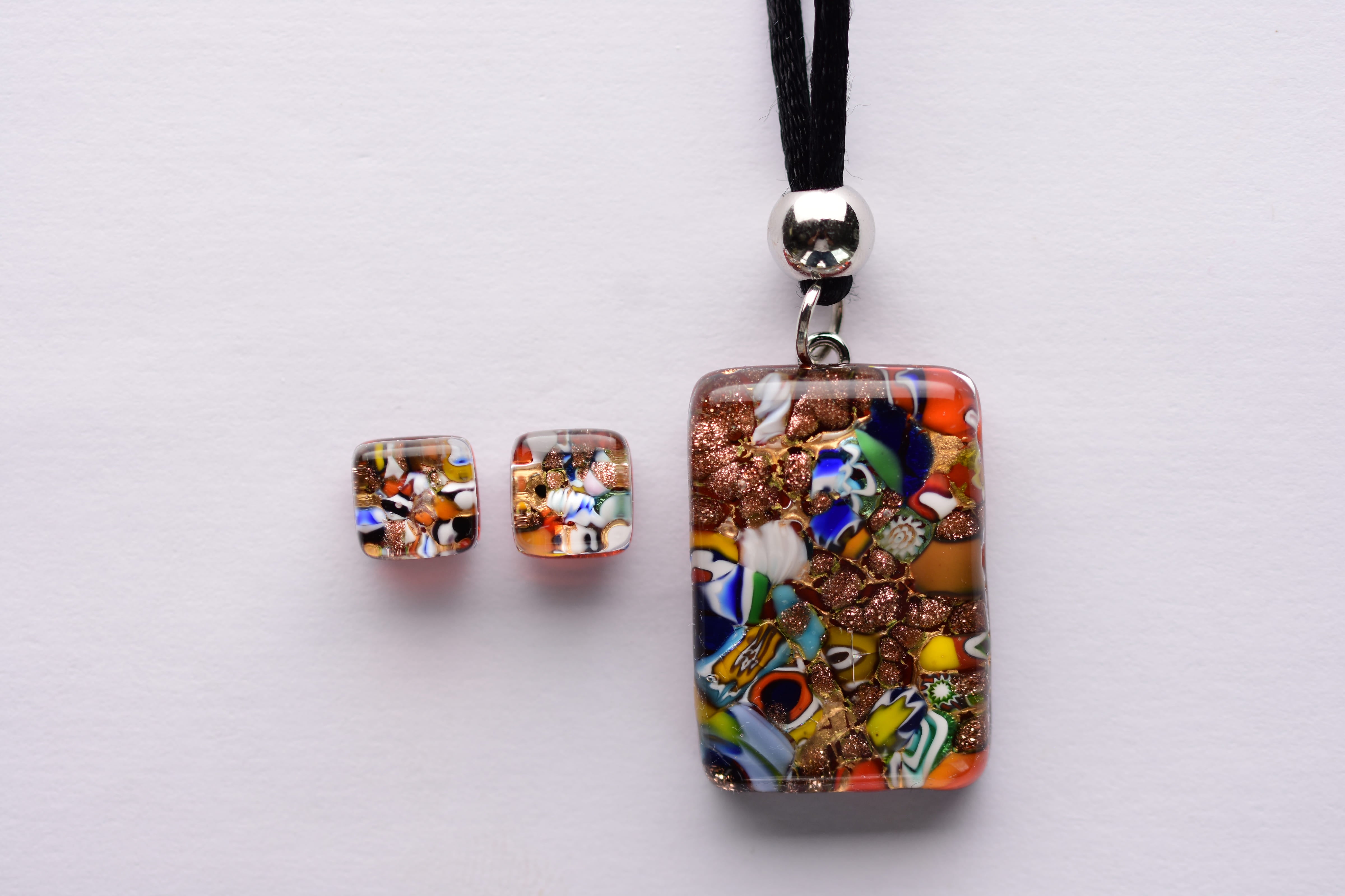 Kézzel készített muranoi üveg ékszer szett