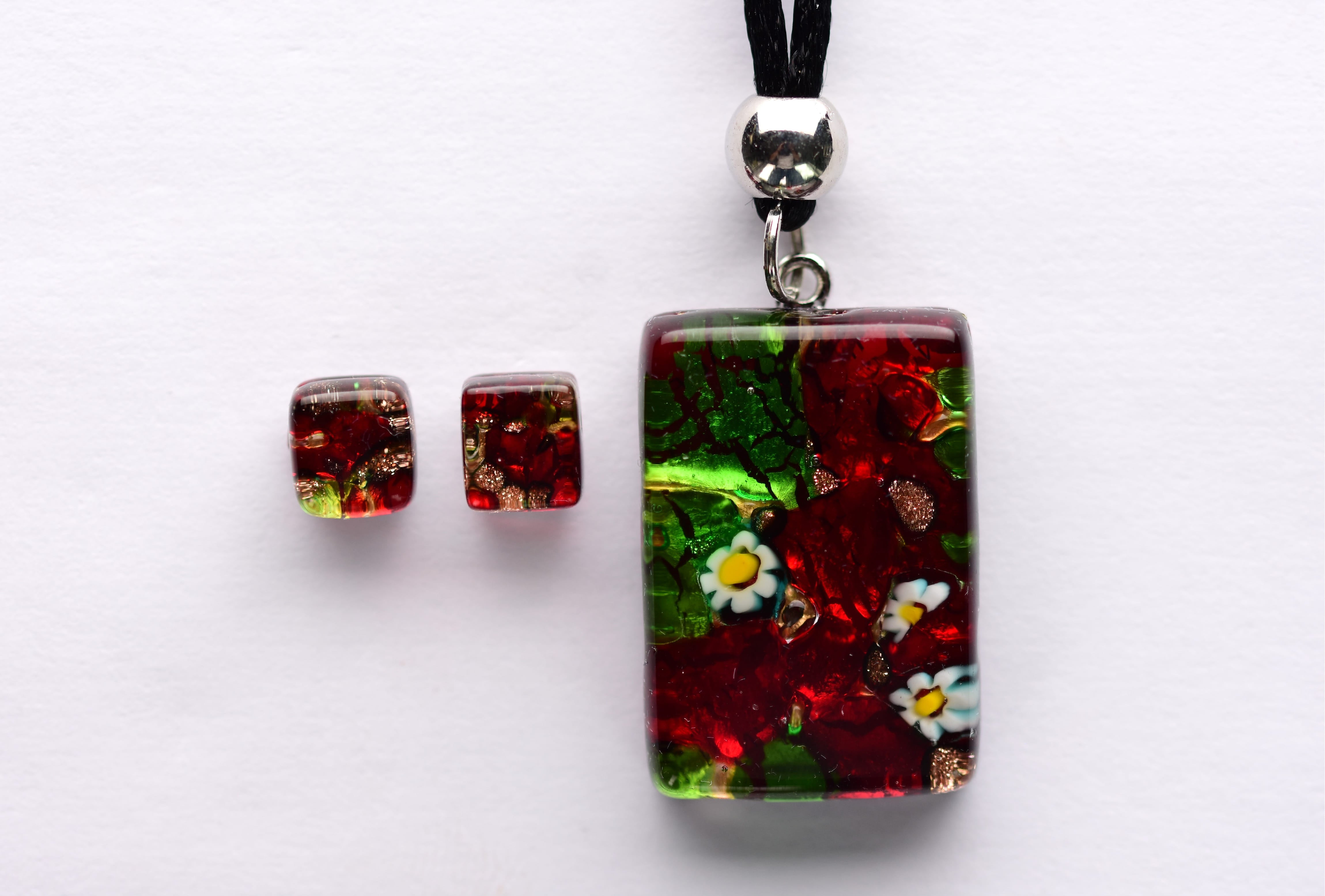 Kézzel készített muranoi üveg ékszer szett