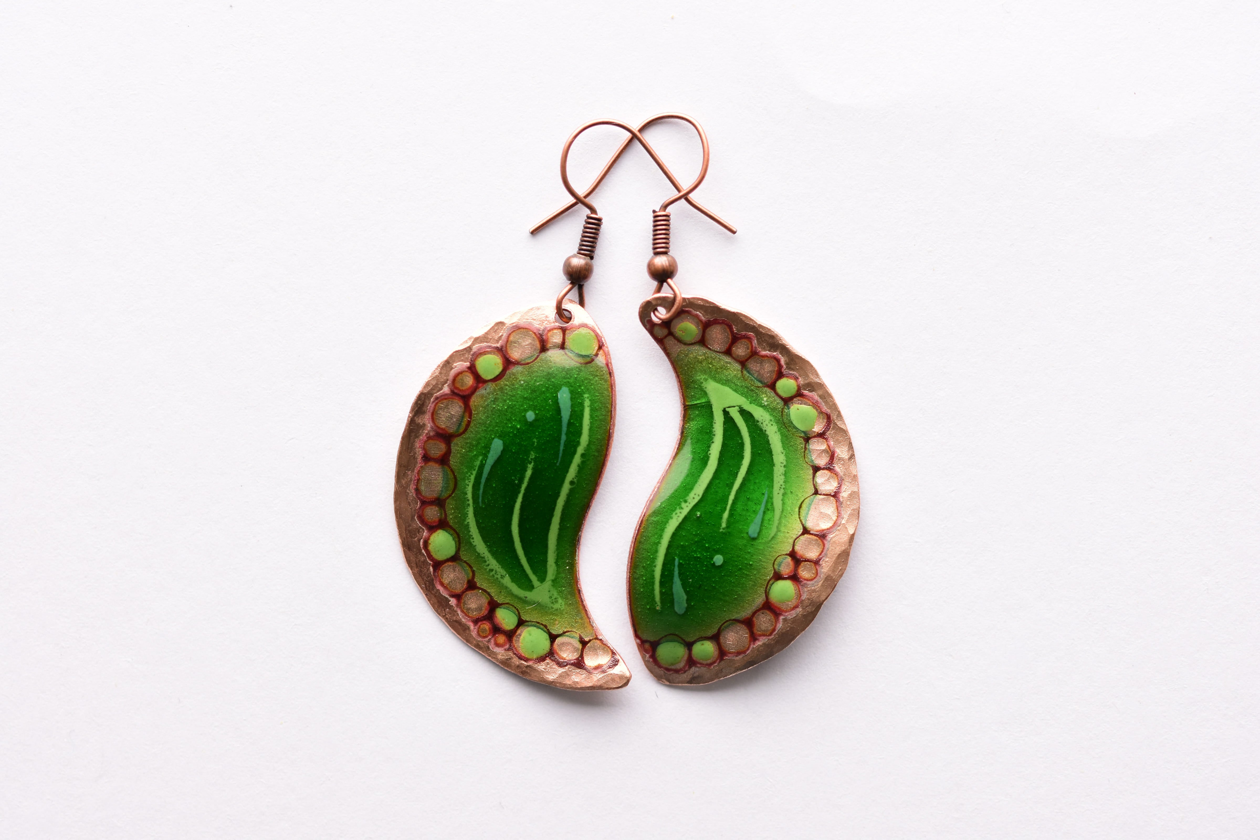 Kézzel készült tűzzománc fülbevaló