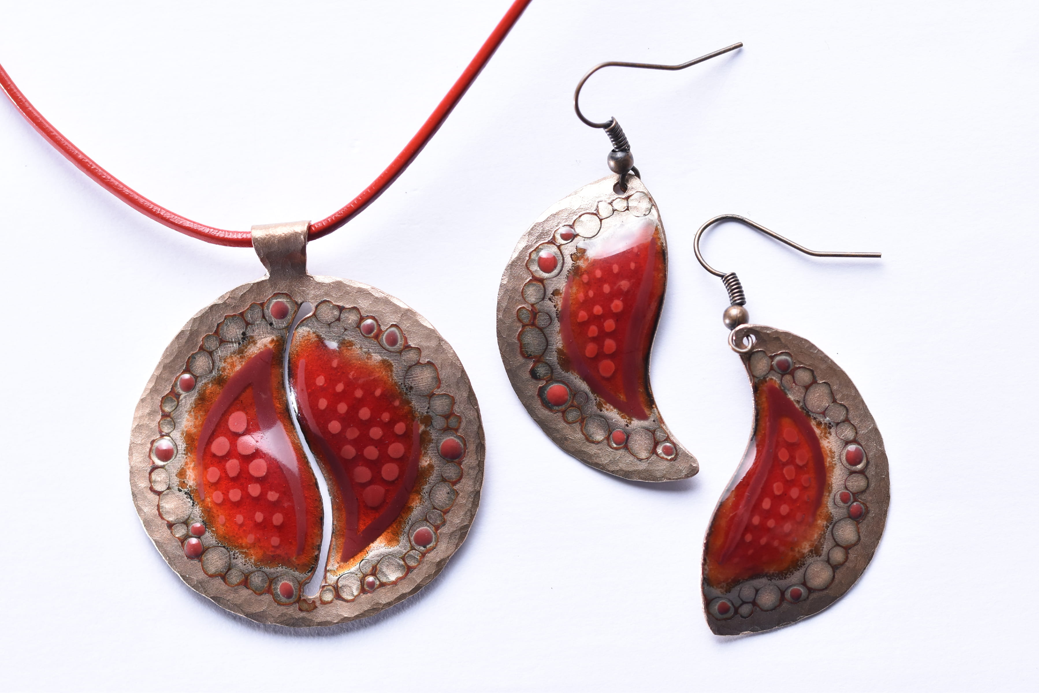 Iparművész tűzzománc ékszer szett