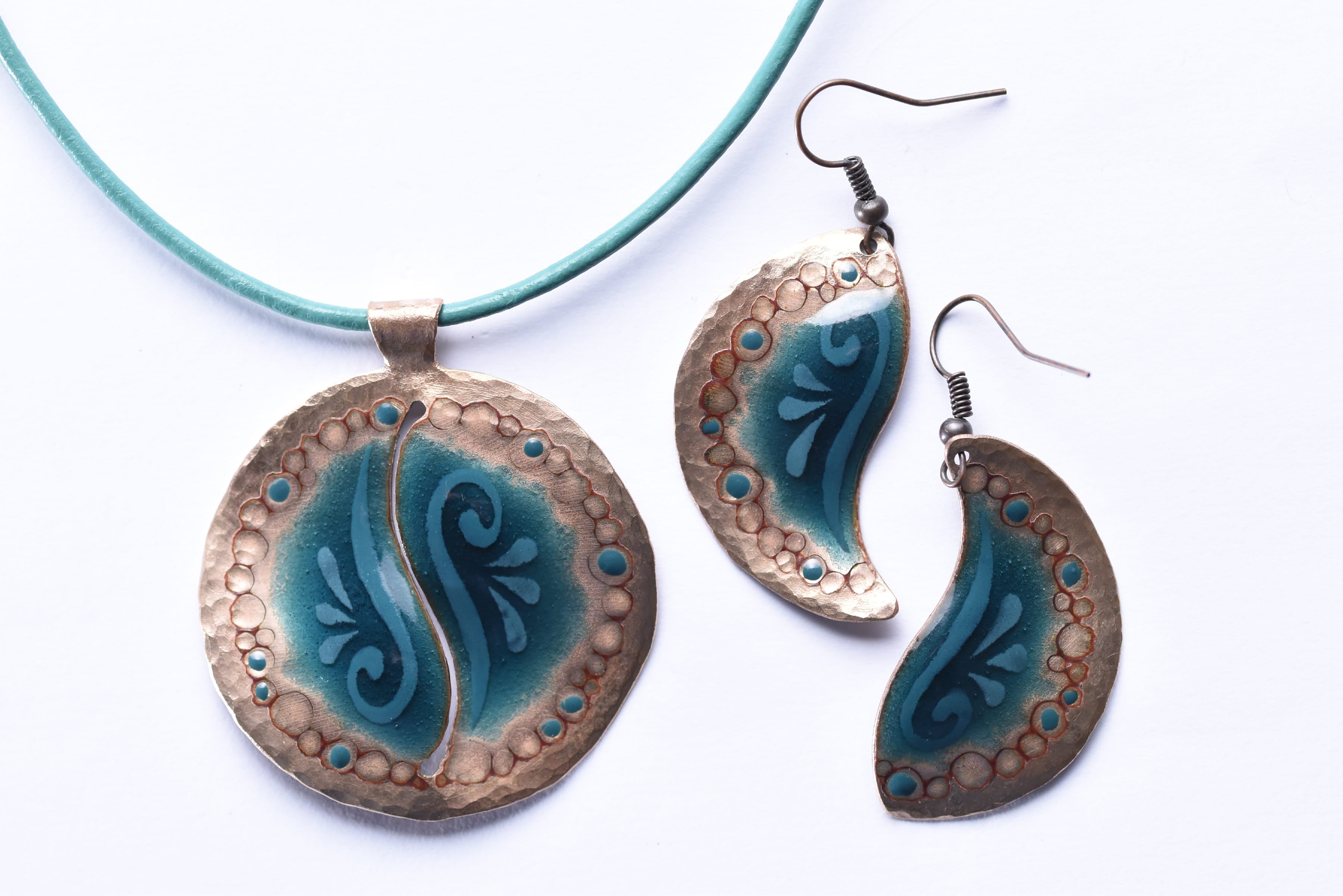 Iparművész tűzzománc ékszer szett