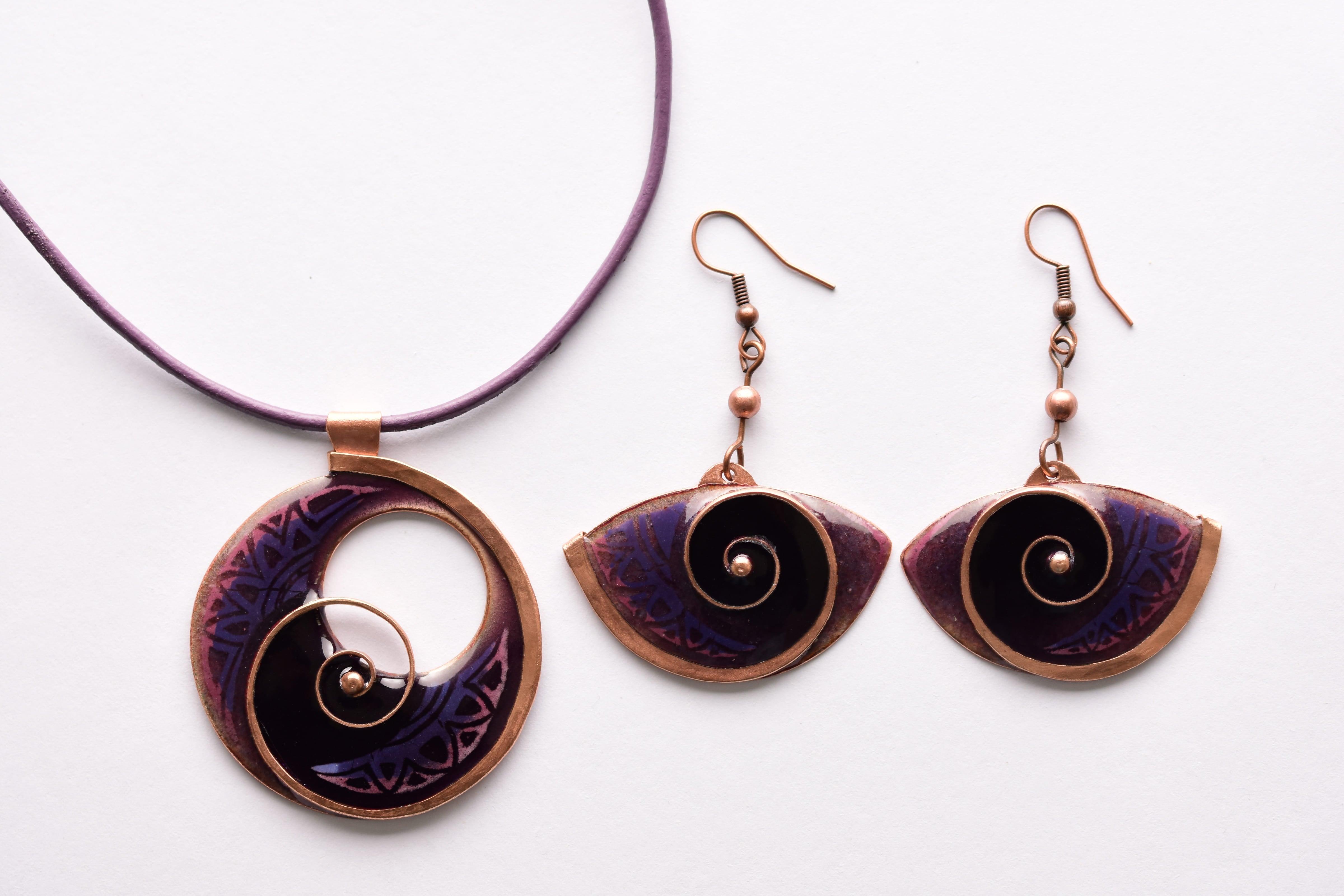 Kézzel készült tűzzománc ékszer szett