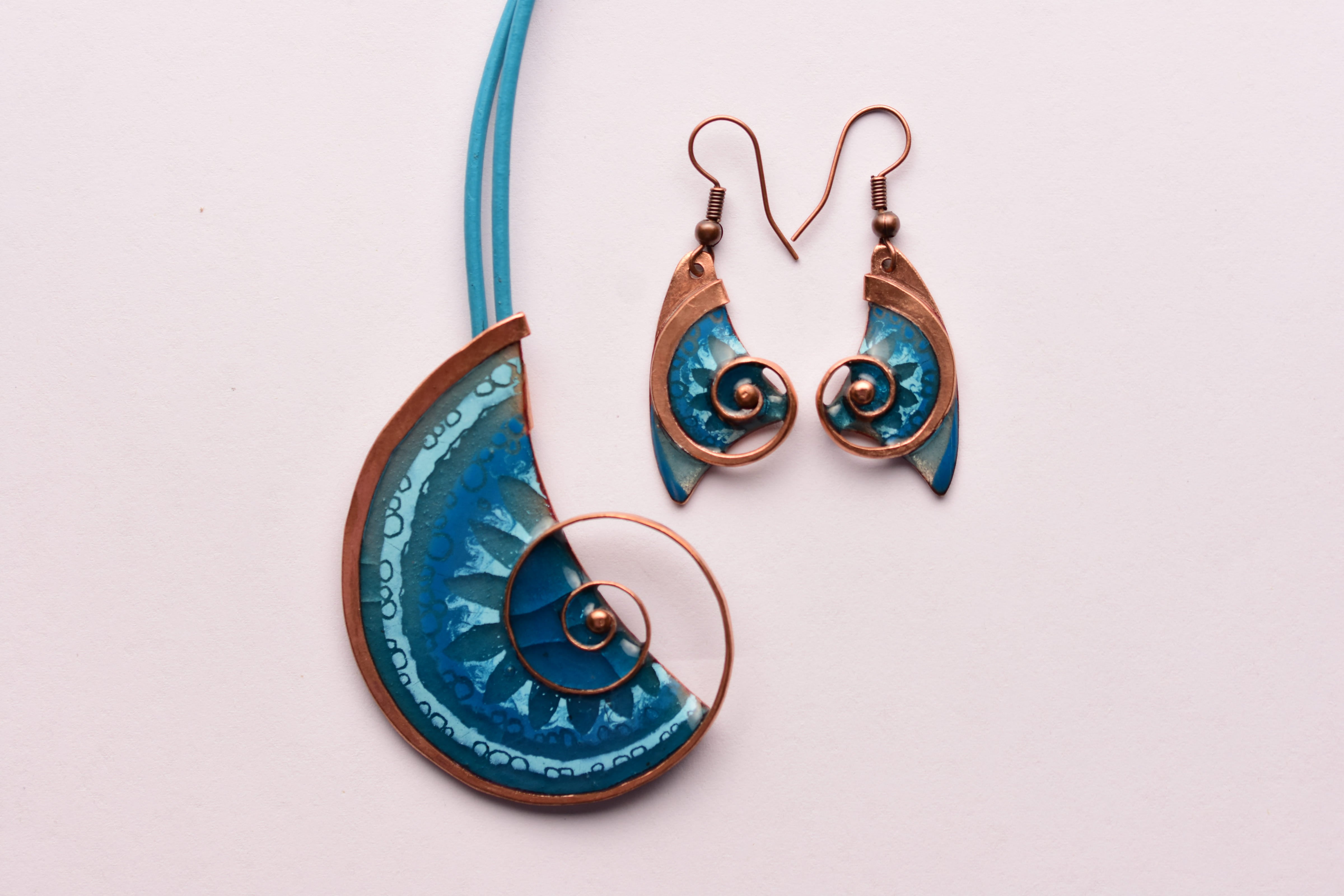 Kézzel készített tűzzománc ékszer szett