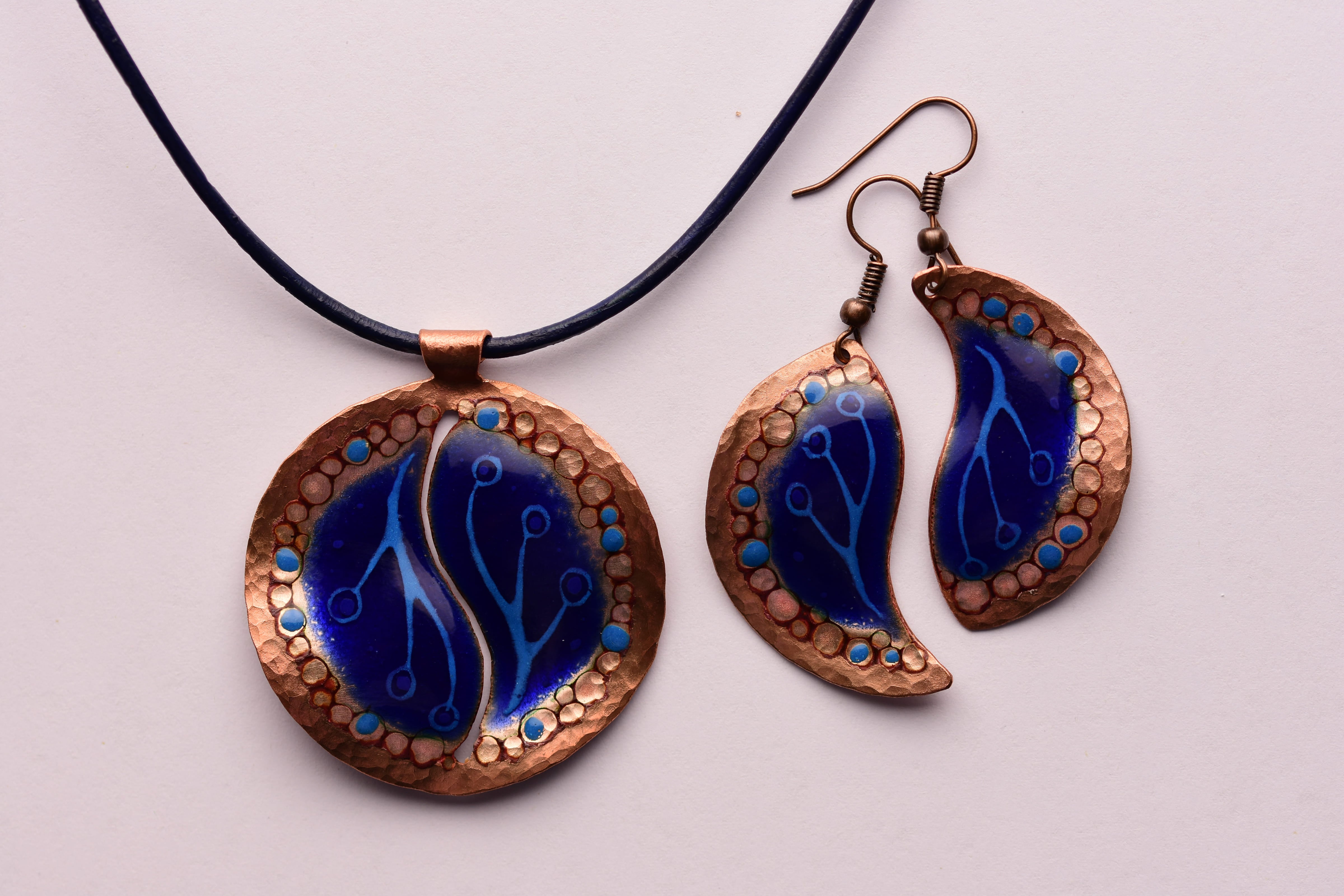 Kézzel készített tűzzománc ékszer szett