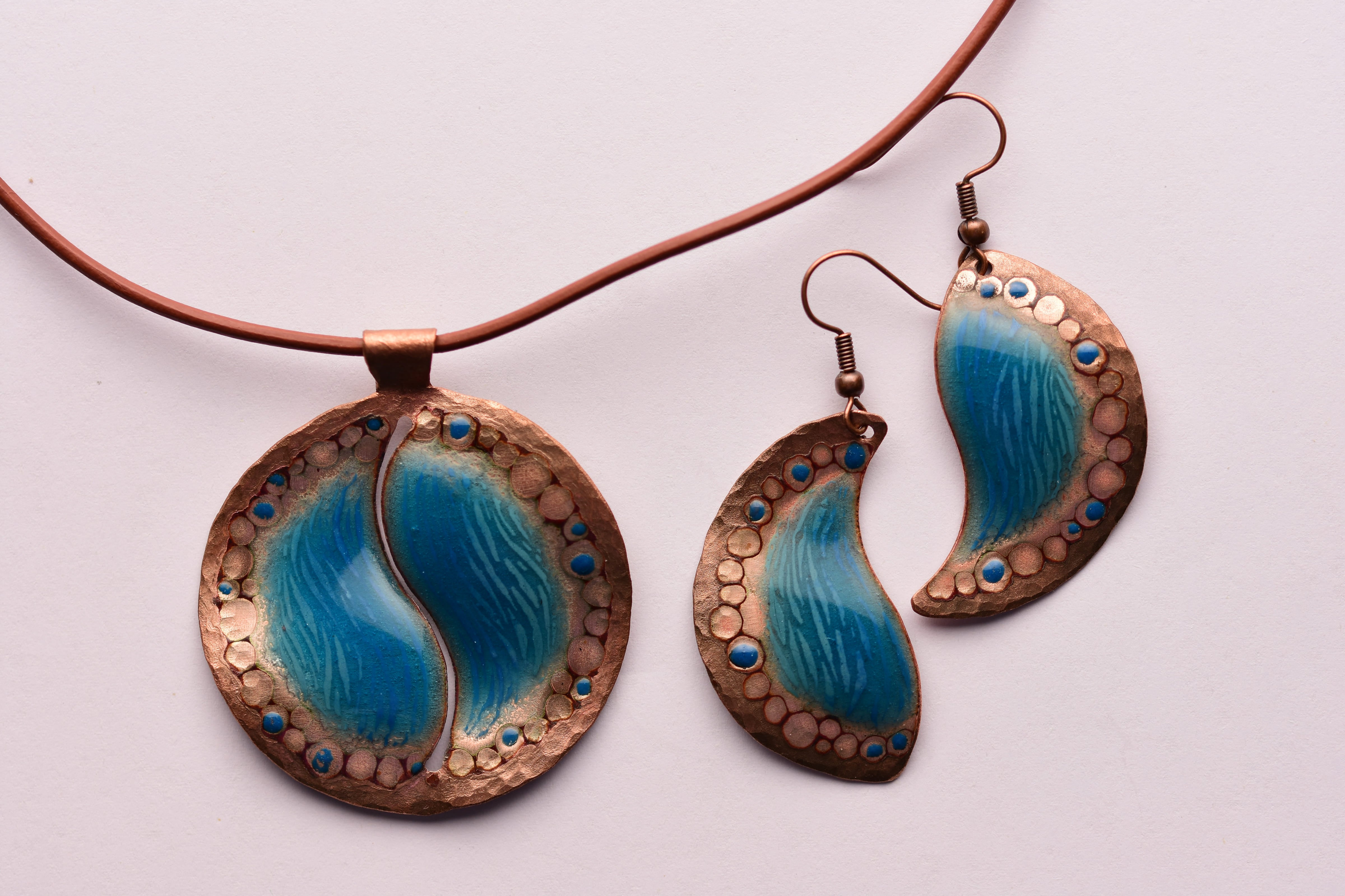 Kézzel készített tűzzománc ékszer szett