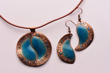 Kézzel készített tűzzománc ékszer szett