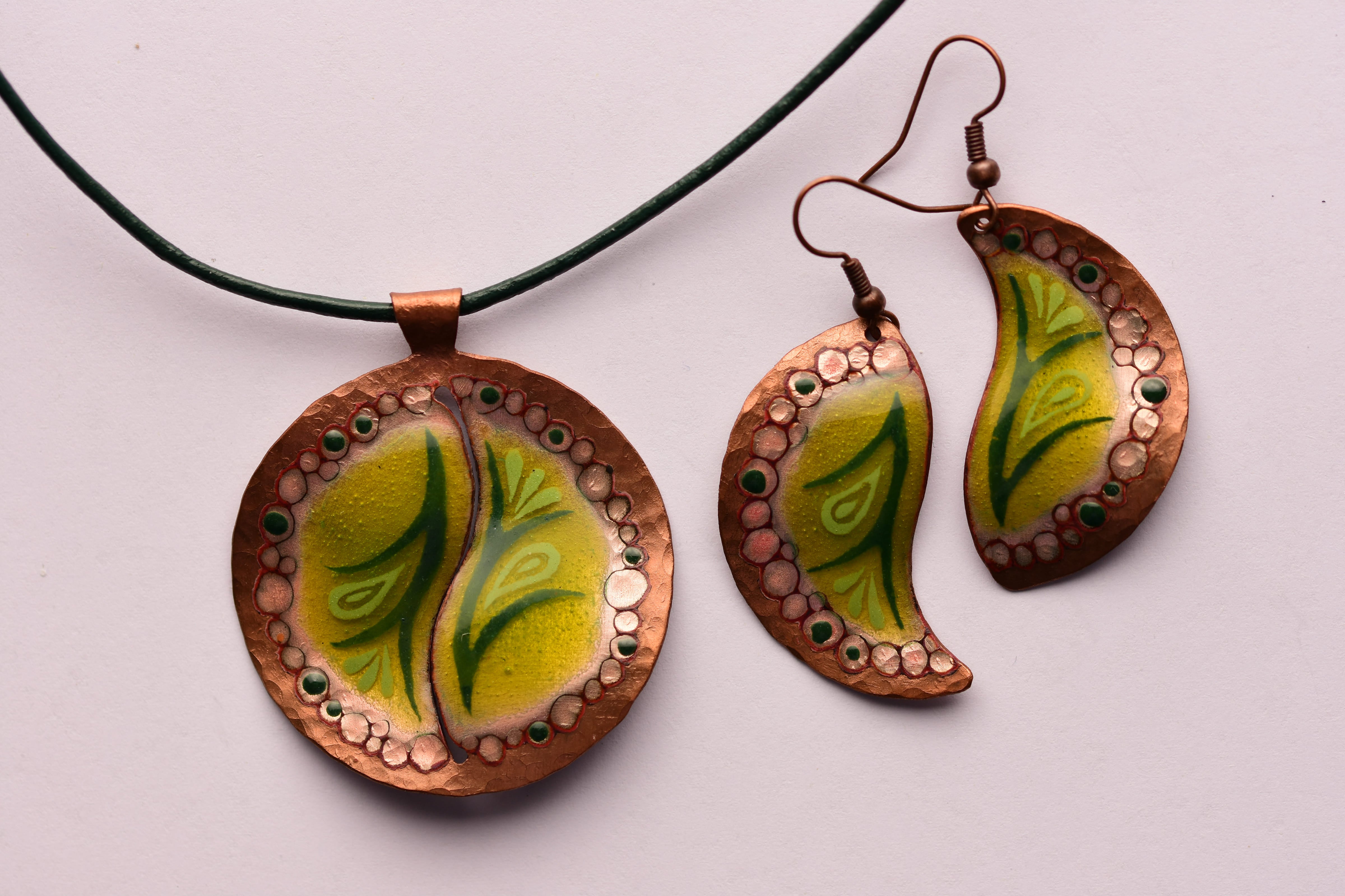 Kézzel készített tűzzománc ékszer szett