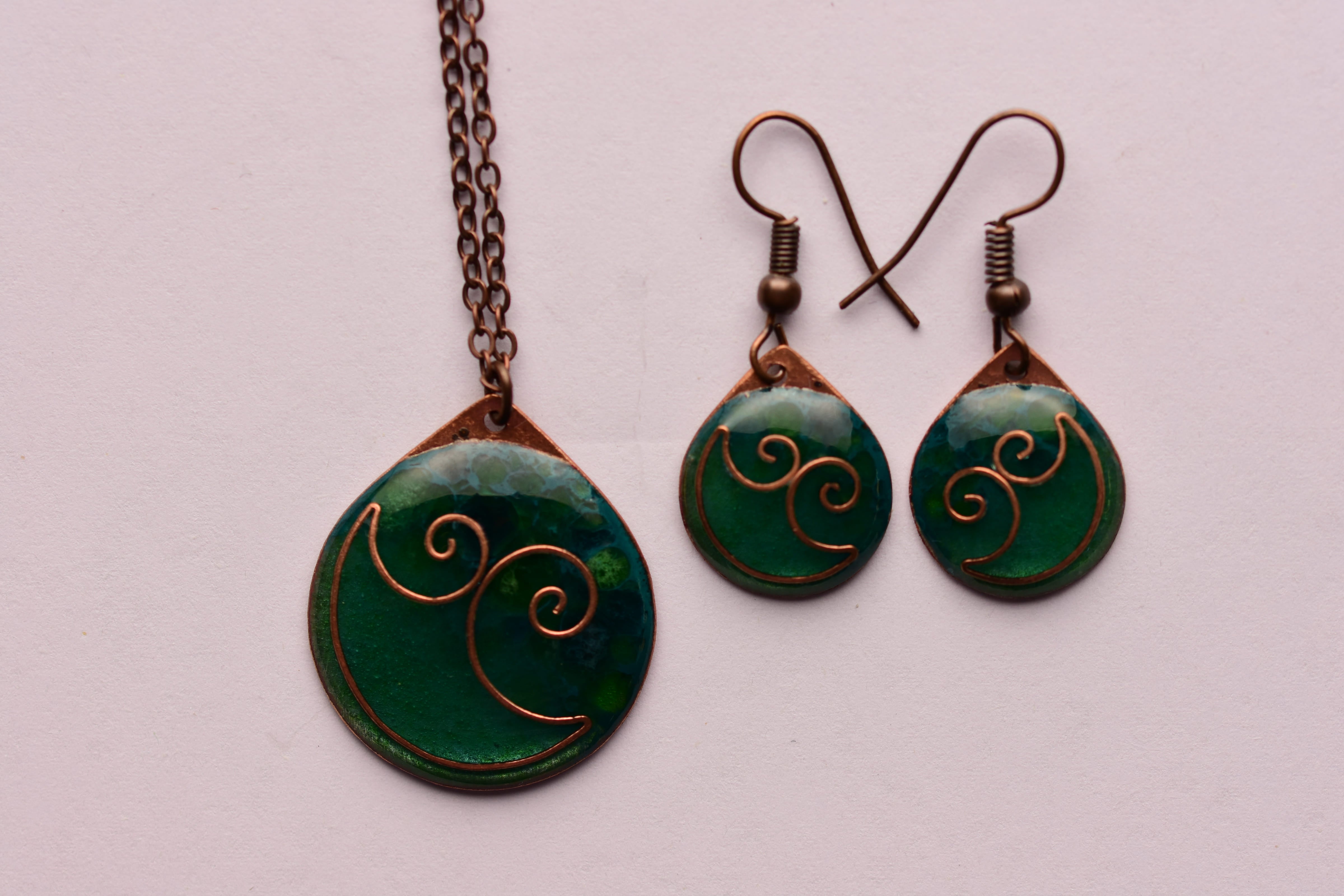 Kézzel készített tűzzománc ékszer szett