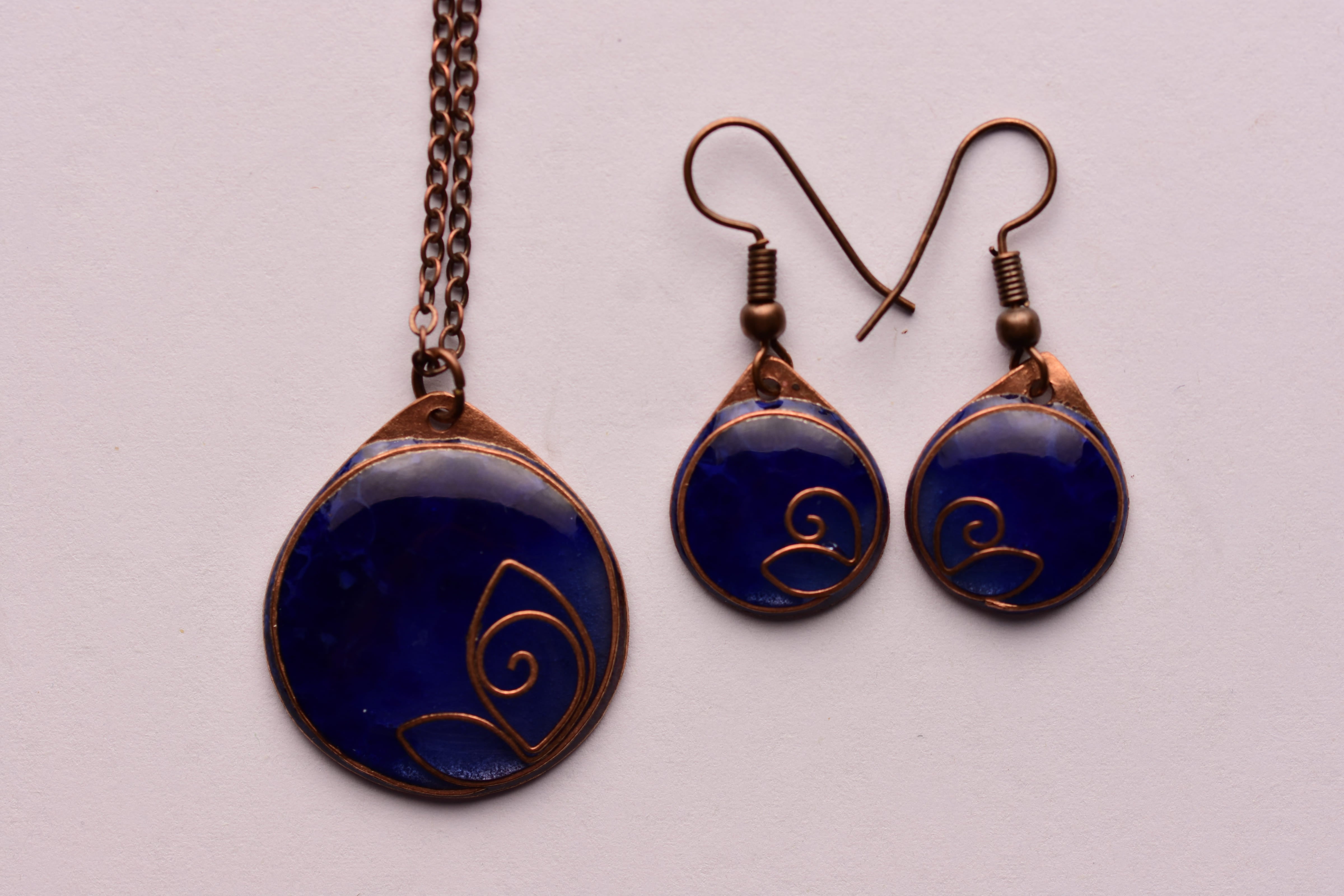 Kézzel készített tűzzománc ékszer szett