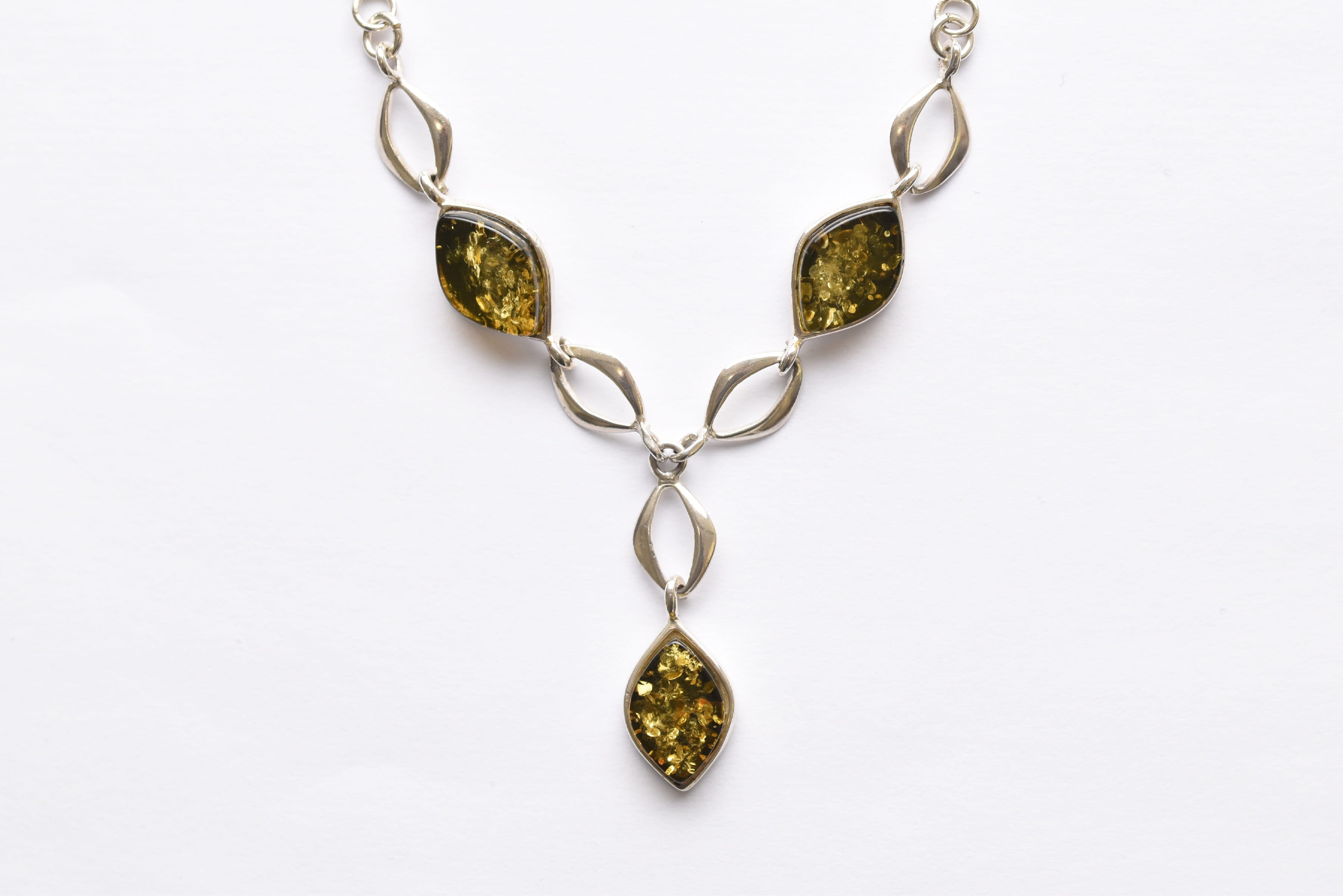 Lengyel borostyán - ezüst nyakék